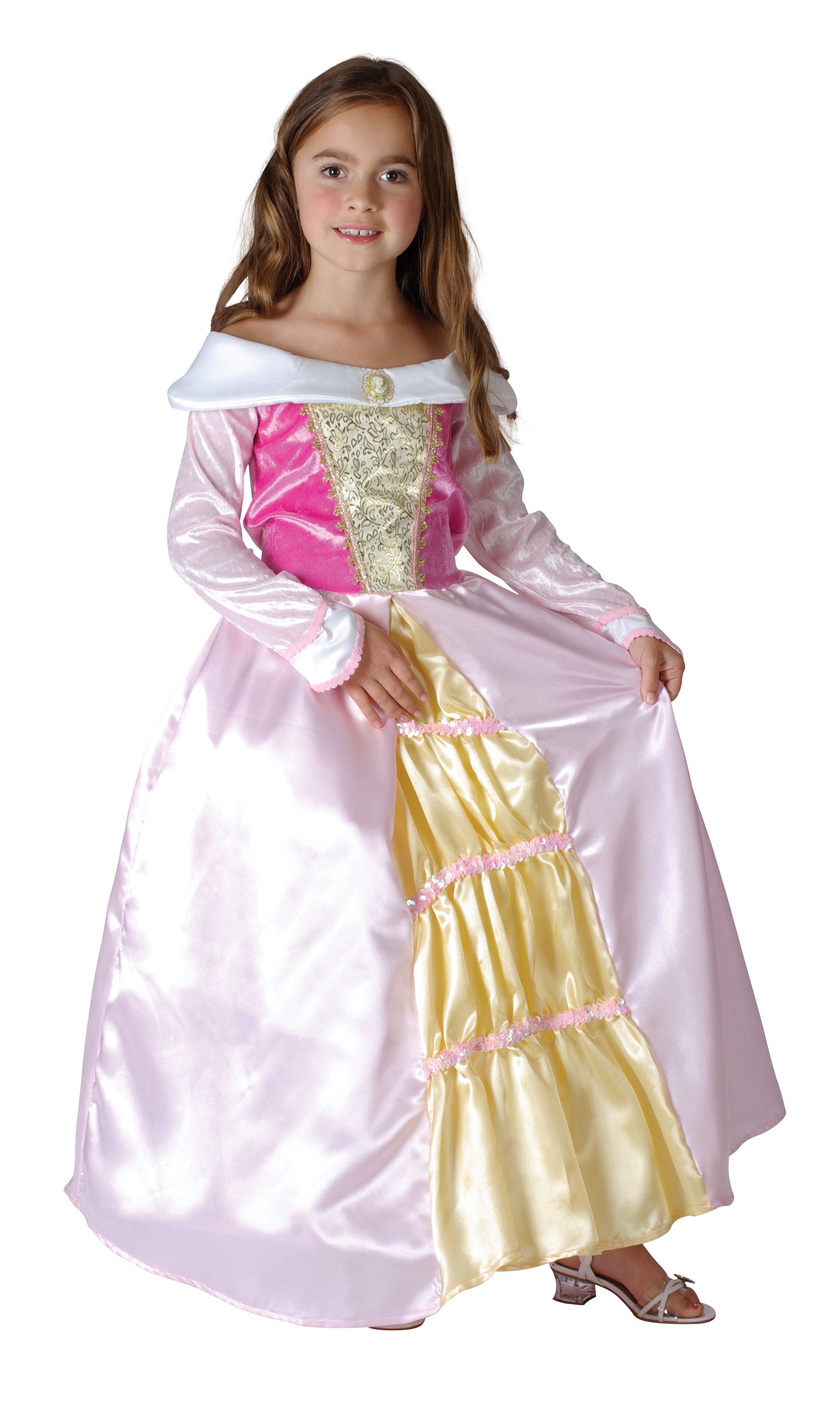 Girls Pink and Gold Sleeping Beauty Princess Costume