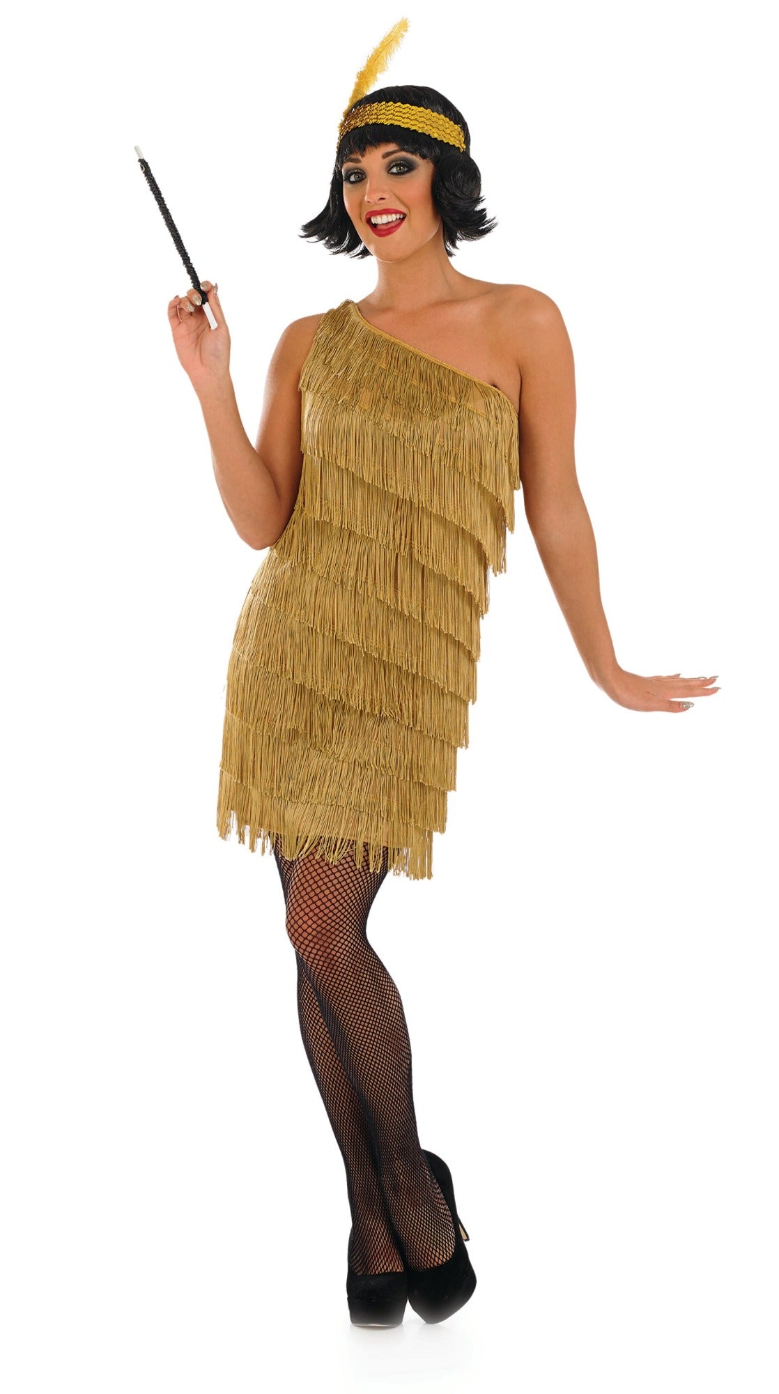 Gold Flapper Dress 1920's Charleston Fancy Dress Costume