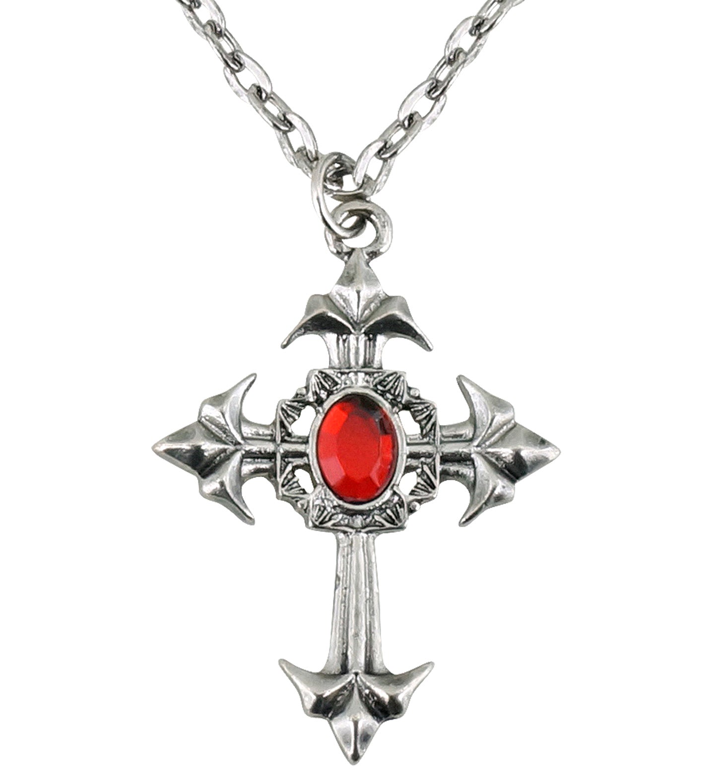 Gothic Cross Red Gem costume Jewellery