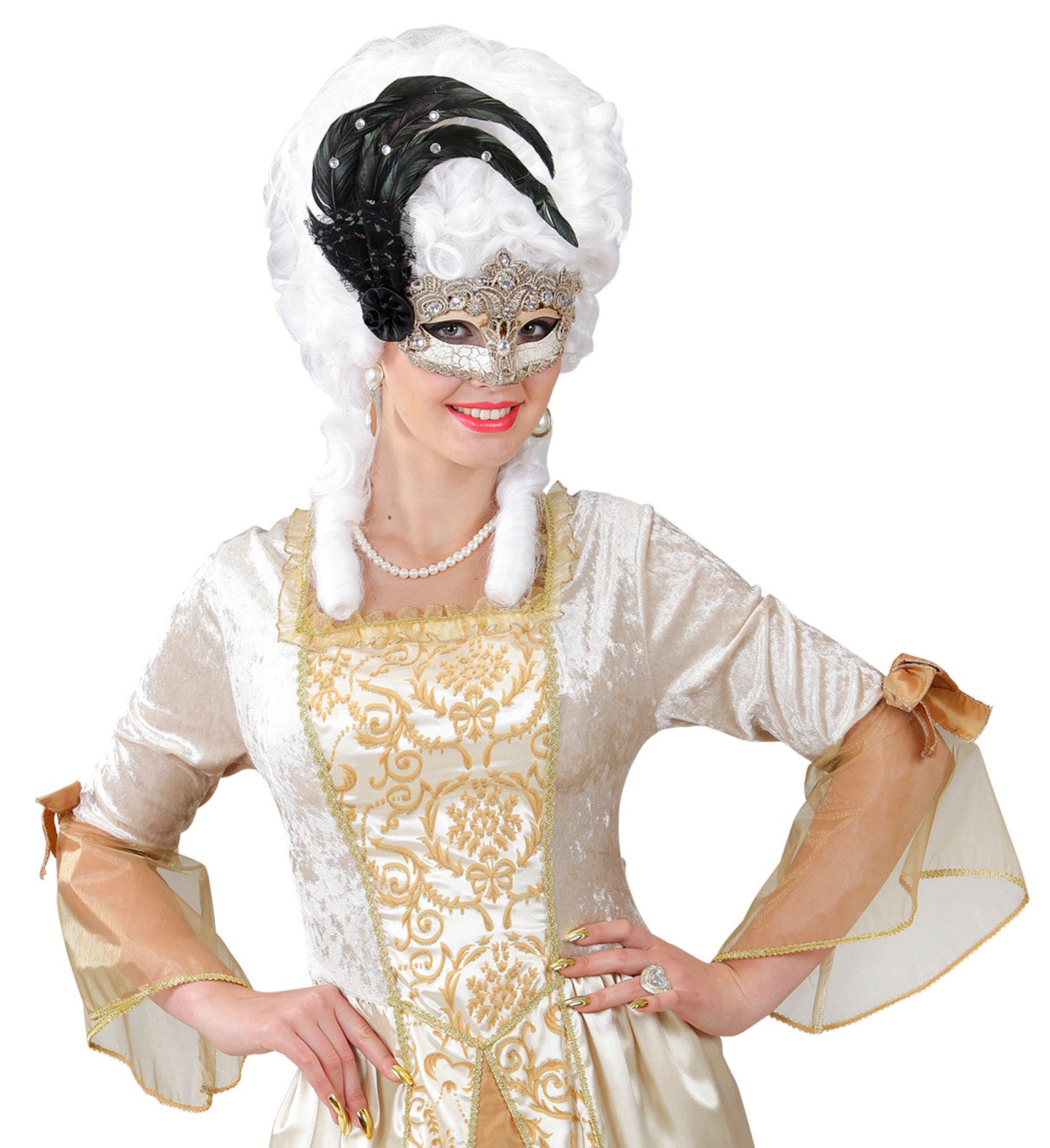 Grand Gala Macrame masquerade mask with Feathers