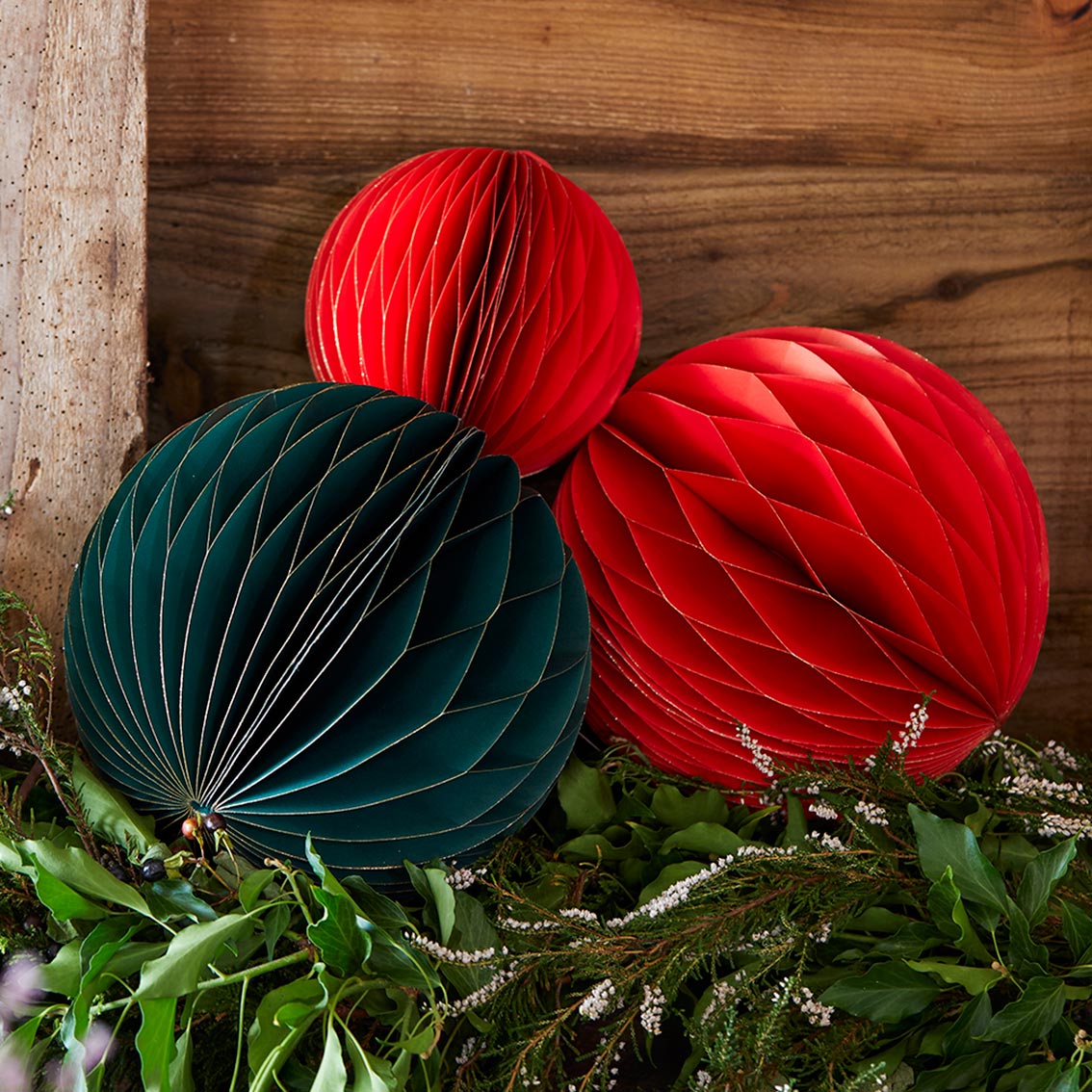 Green Glitter Honeycomb Christmas Decoration 30cm