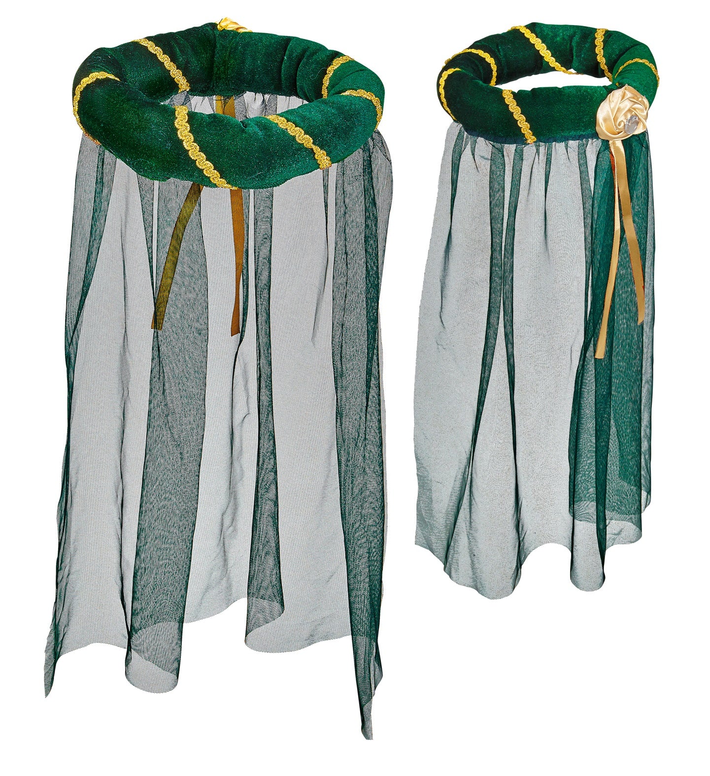 Green Medieval Headdress with Veil
