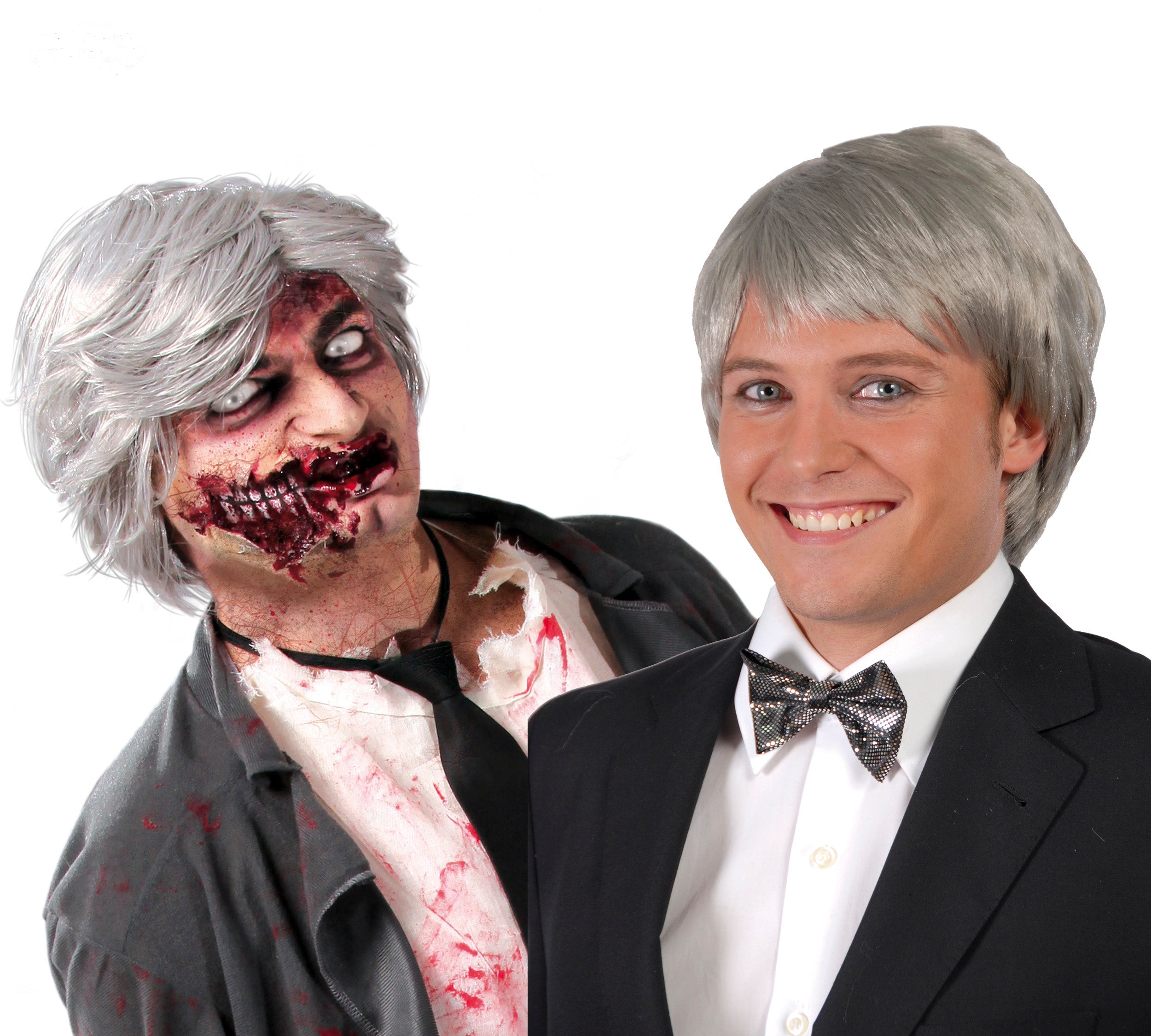 Men's Grey Silver Short Wig