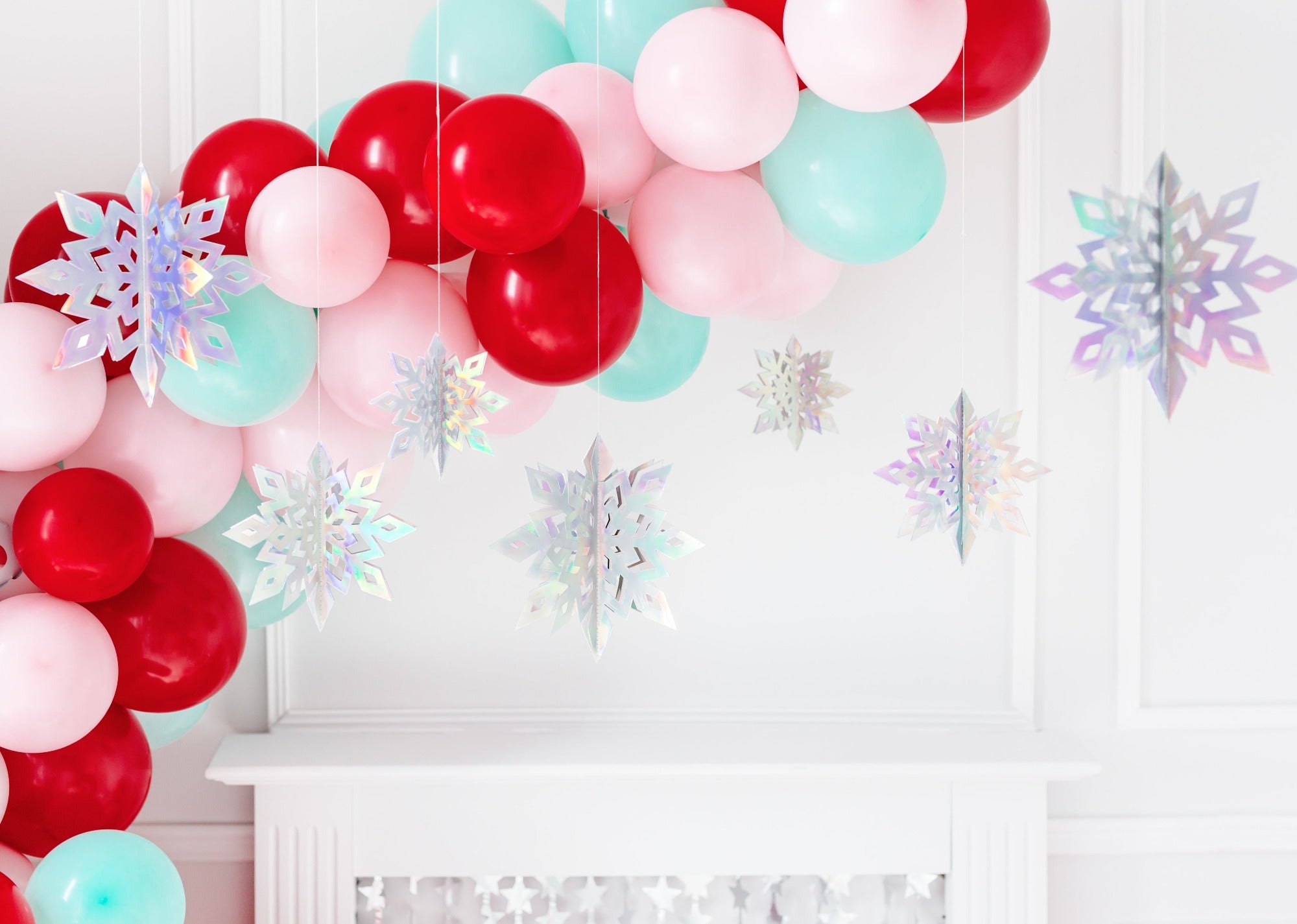 Hanging Decoration Snowflakes Iridescent Pack of 6