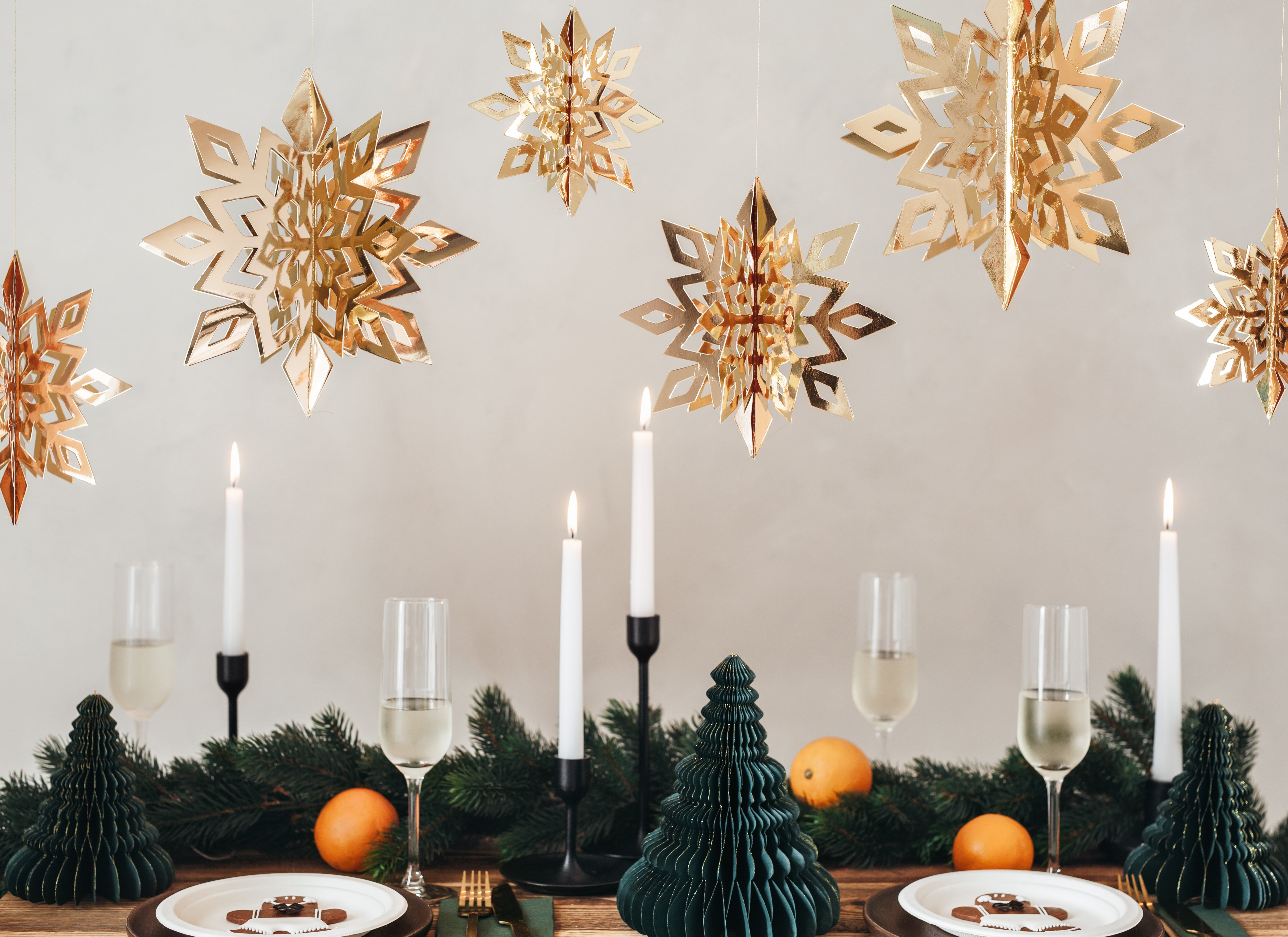 Hanging Christmas Decoration Snowflakes Gold