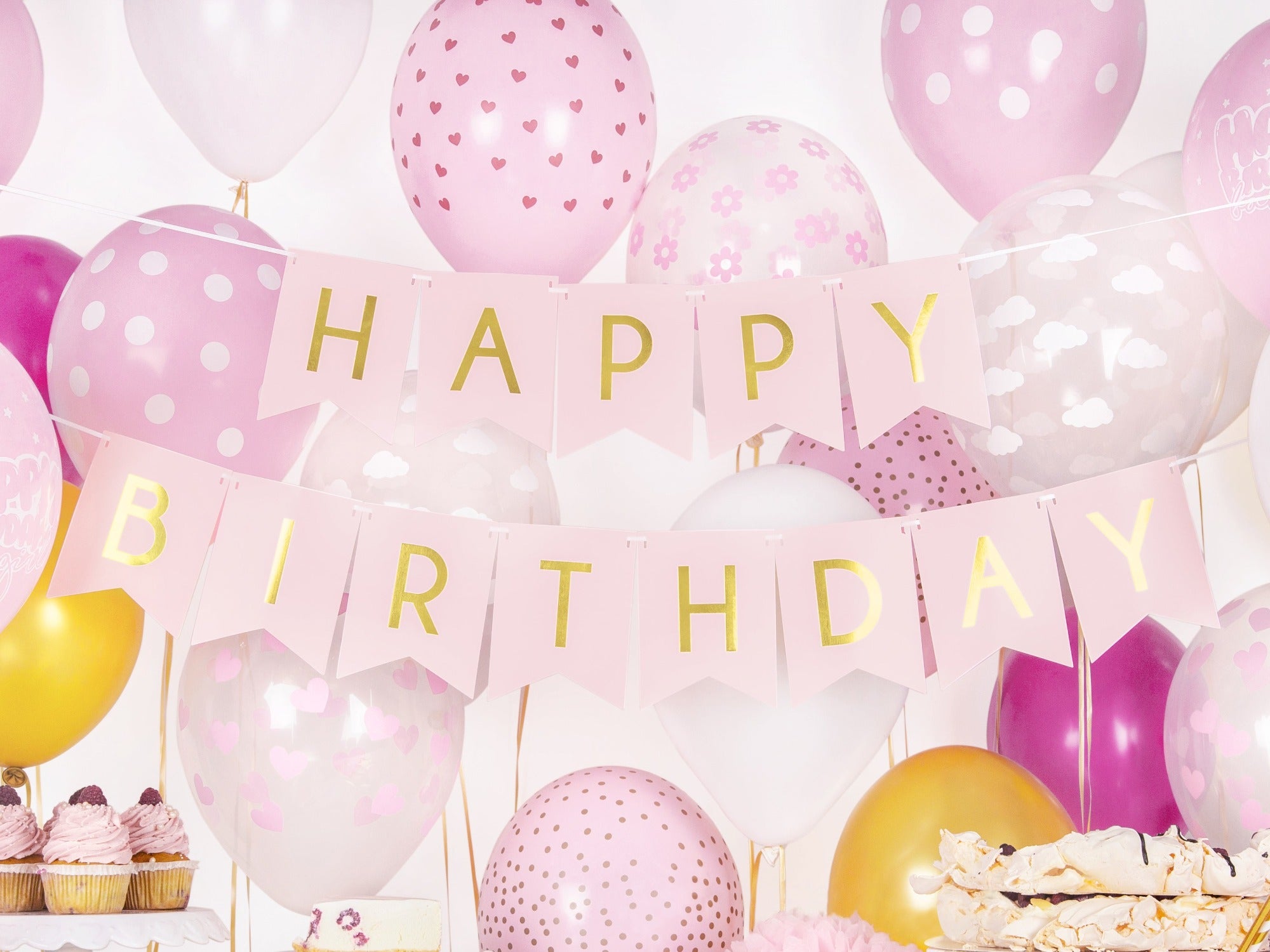 Happy Birthday Bunting Light Pink