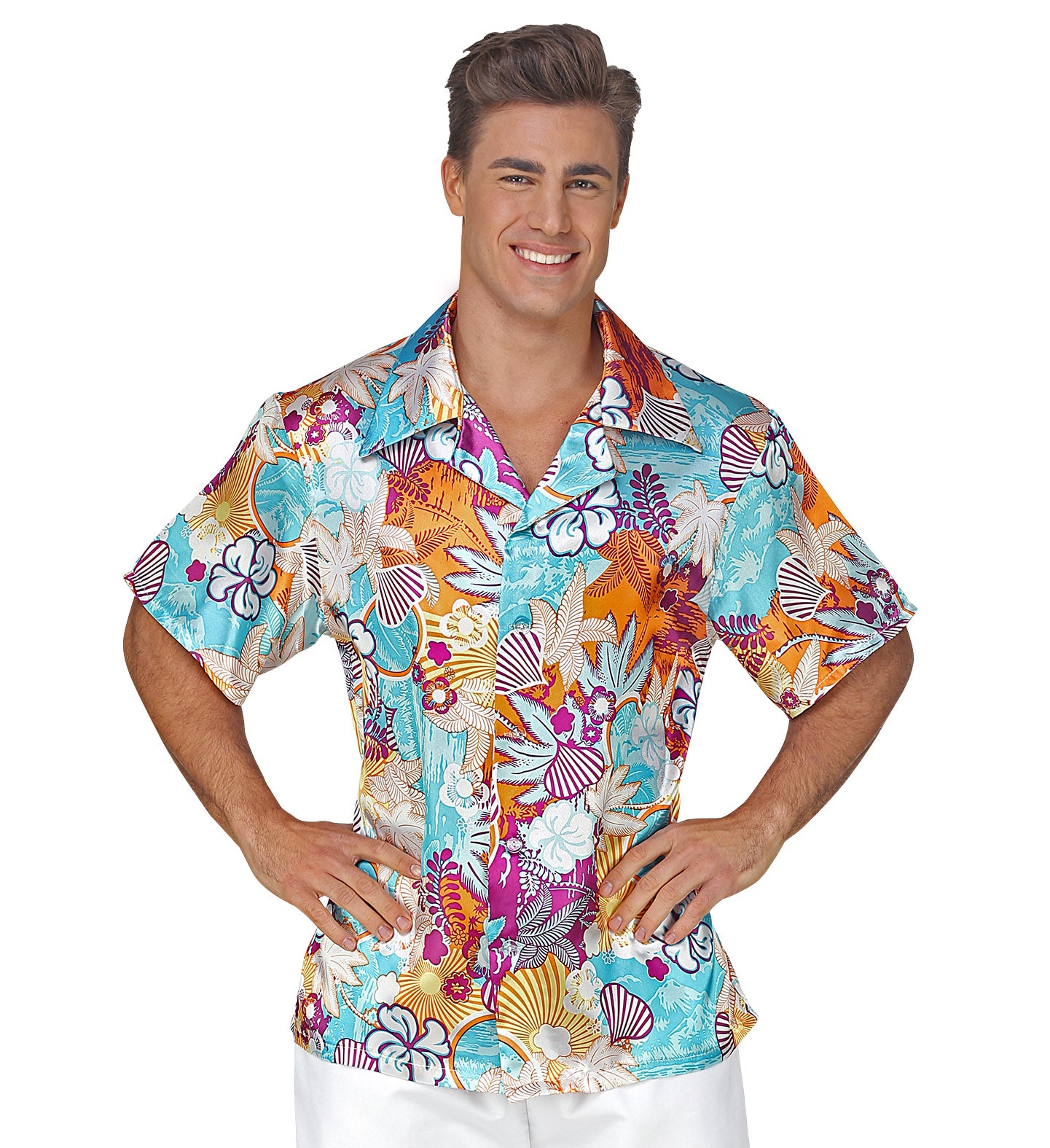 Hawaiian Shirt - Blue and Orange outfit.