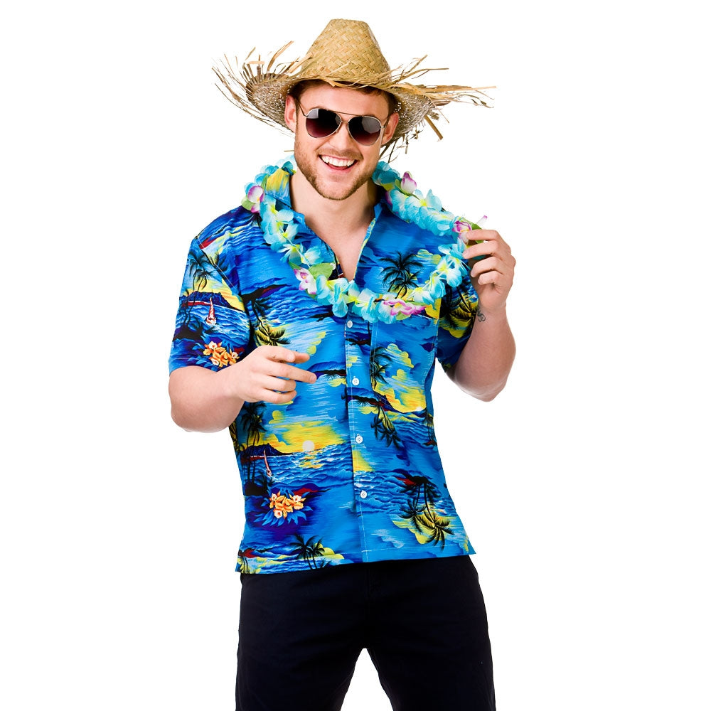 Hawaiian Shirt Blue Palm Trees Men's