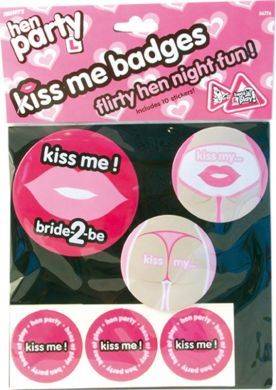Hen party Kiss Me Badges