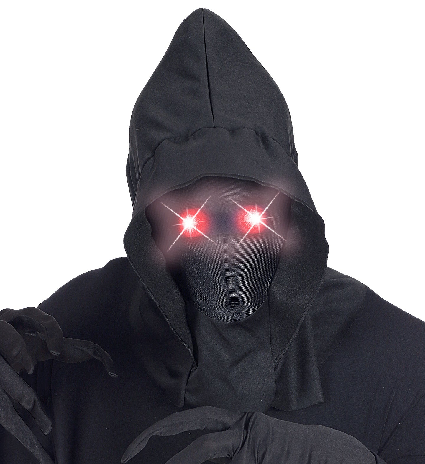 Hooded Faceless Mask with Red Light Up Eyes 