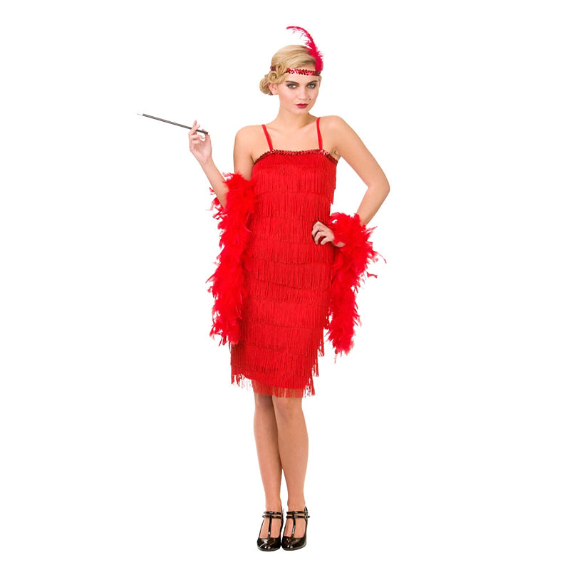 Rewind to the roaring twenties and look like a Great Gatsby girl when you wear our stunning Adults Jazzy Red Flapper fancy dress costume