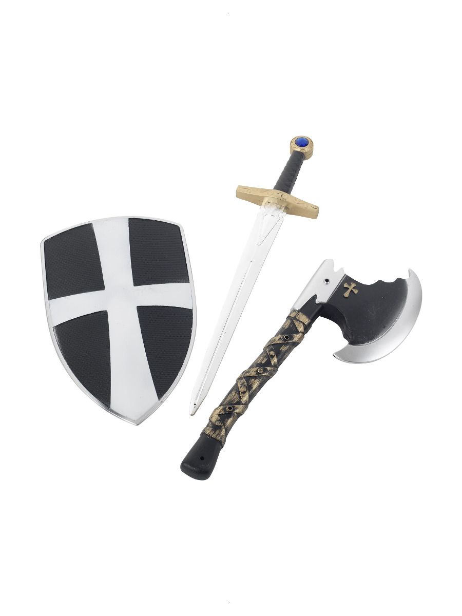 Knight medieval Shield, Axe and Sword Set