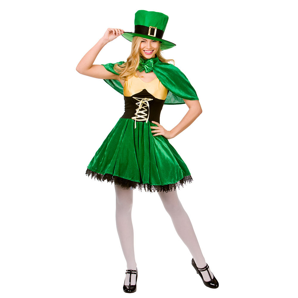 Ladies Irish Lucky Leprechaun fancy dress costume.