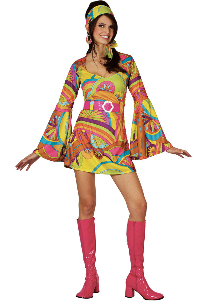 Ladies Retro 1960s Go Go Girl fancy dress Costume