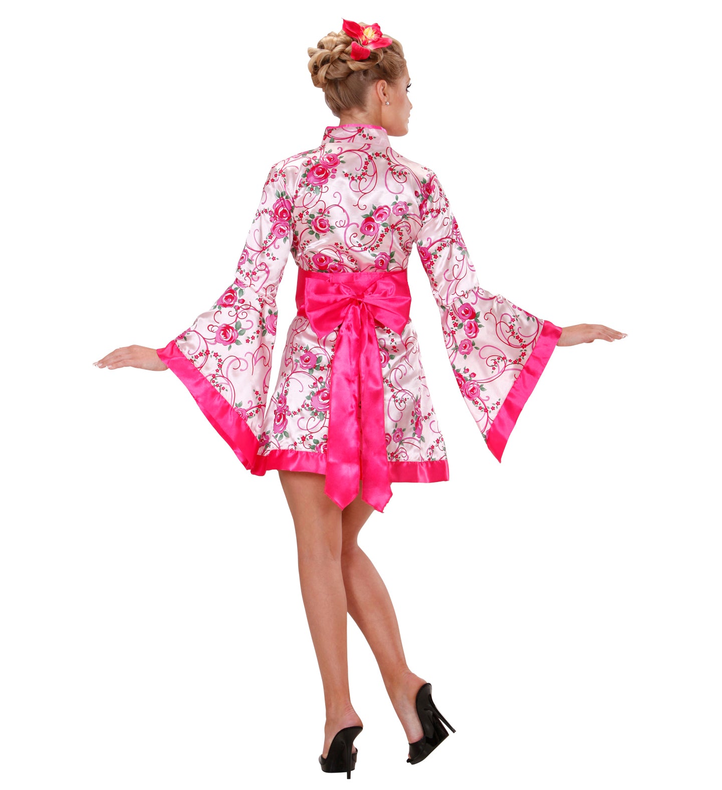 Lady Geisha Costume Pink back
