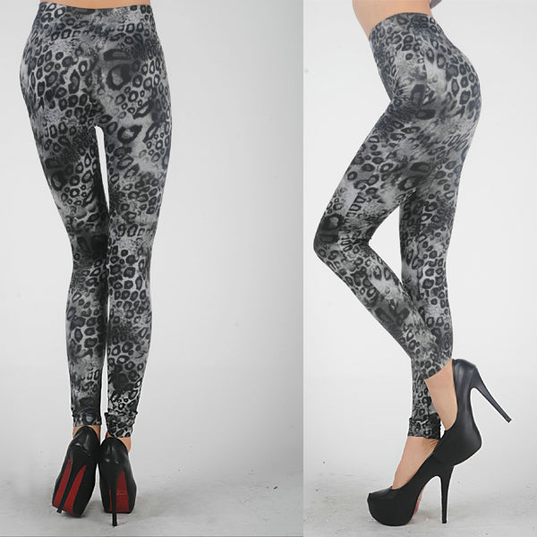 Grey Leopard Print Leggings