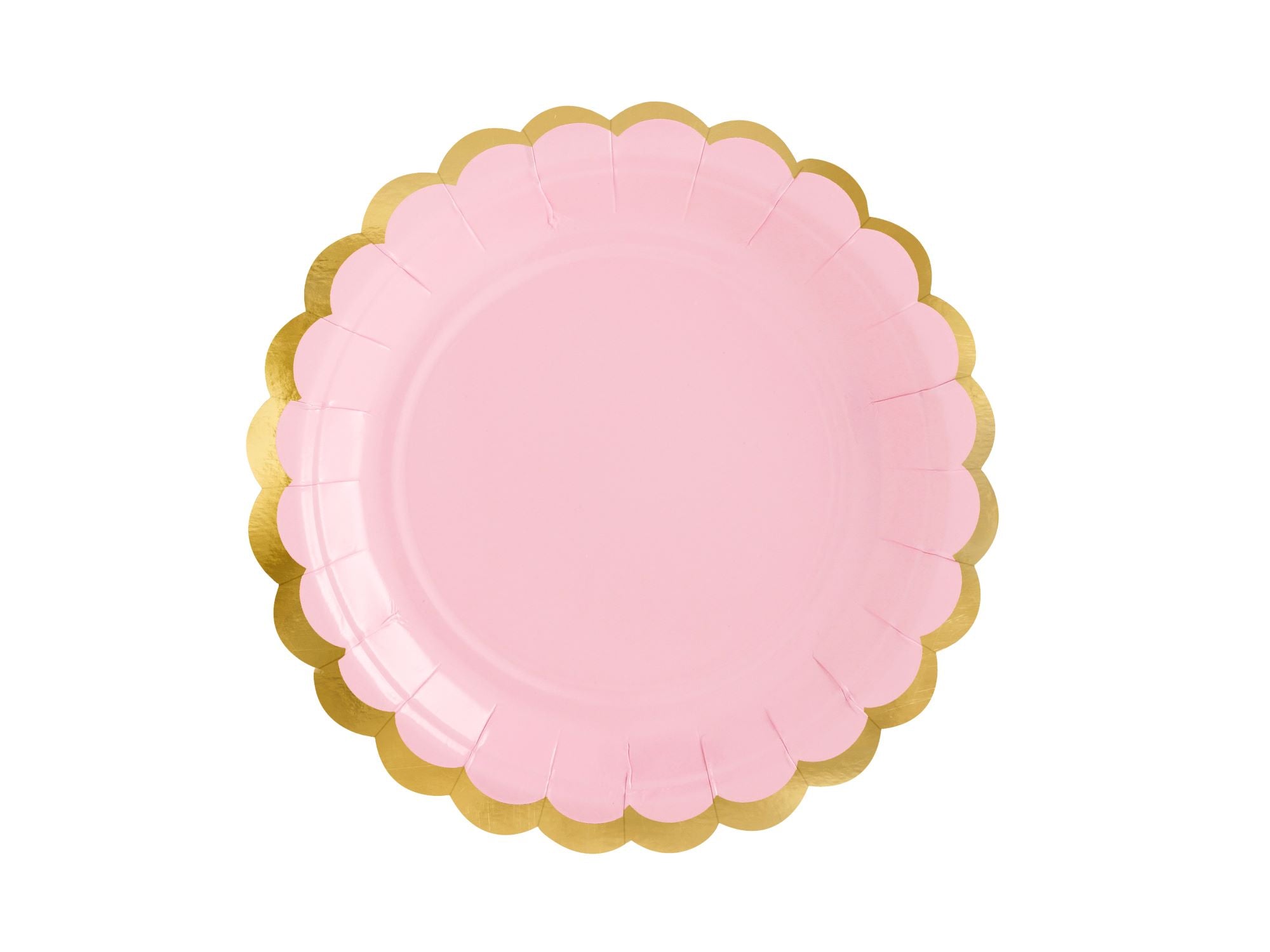 Light Pink and Gold Trim Paper Plates 18cm