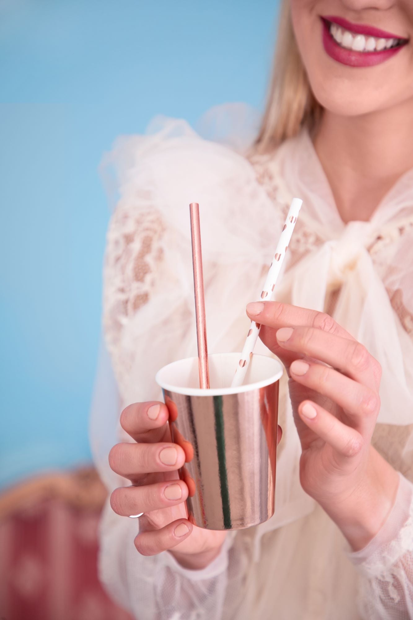 Light Rose Gold Paper Straws