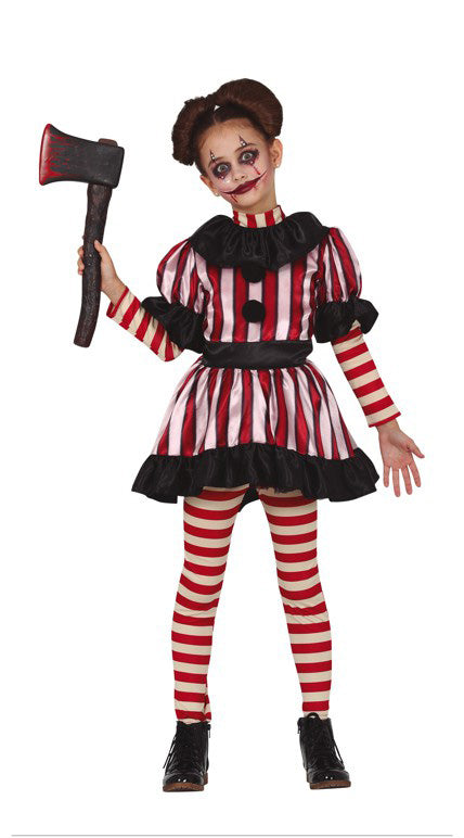 Mad Striped Clown Costume Girl