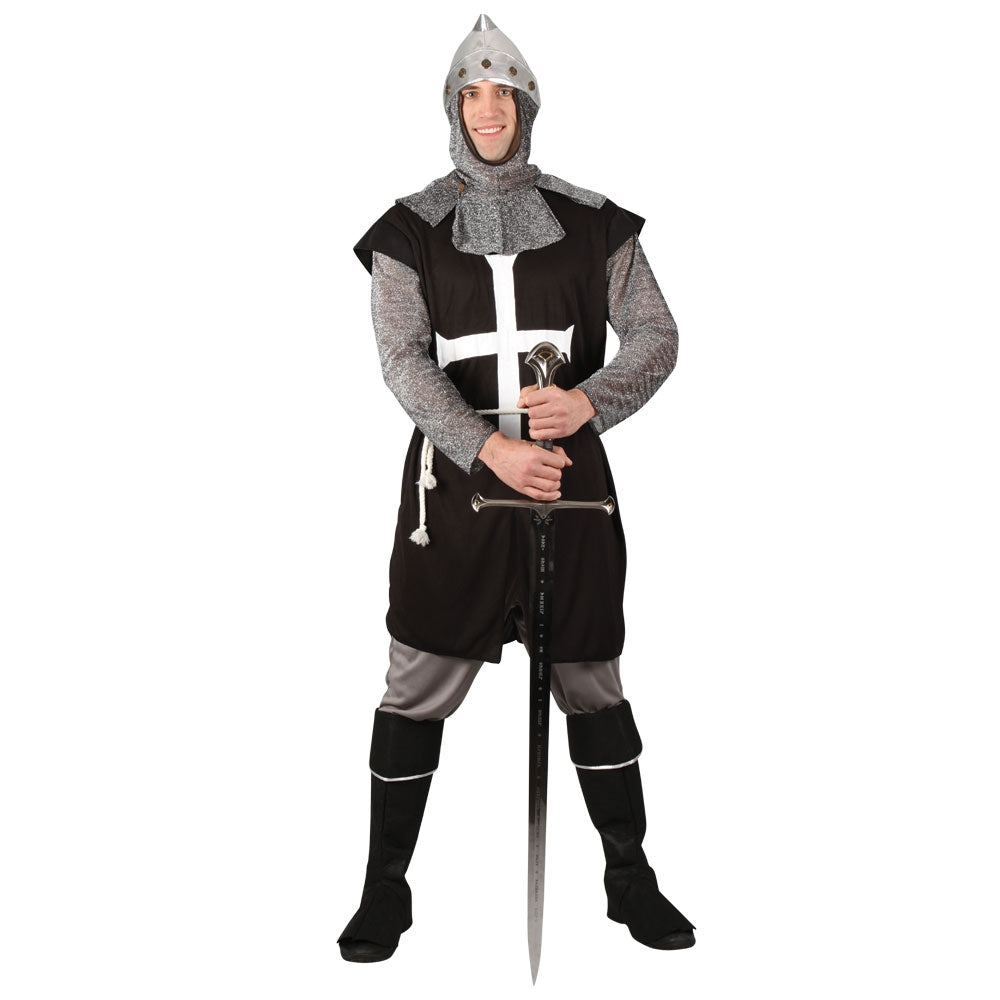 Mens Black Knight Fancy Dress Costume