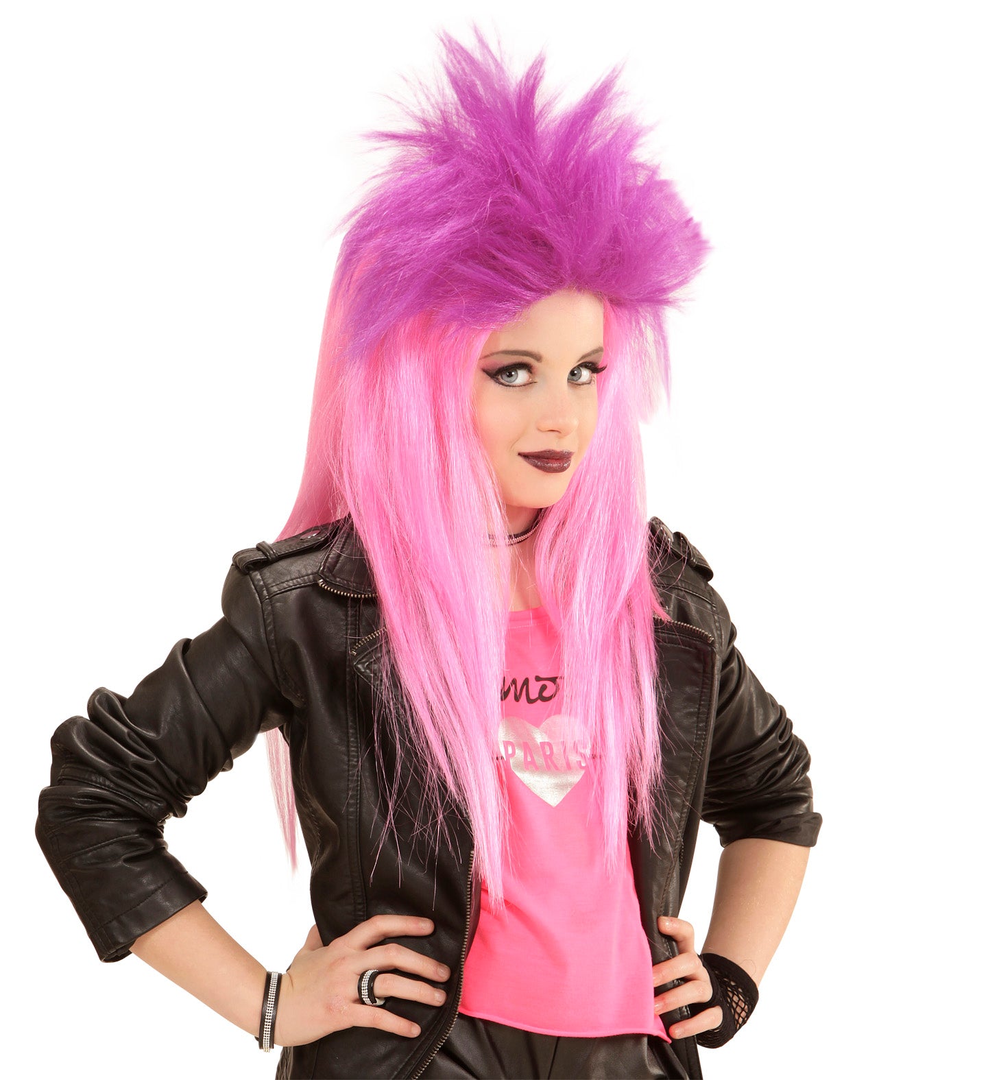 Neon Pink & Violet Punk Wig 