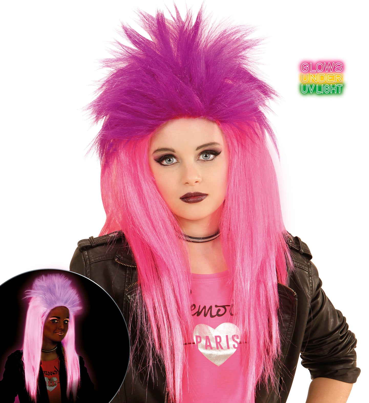 Neon Pink & Violet Punkadelic Wig