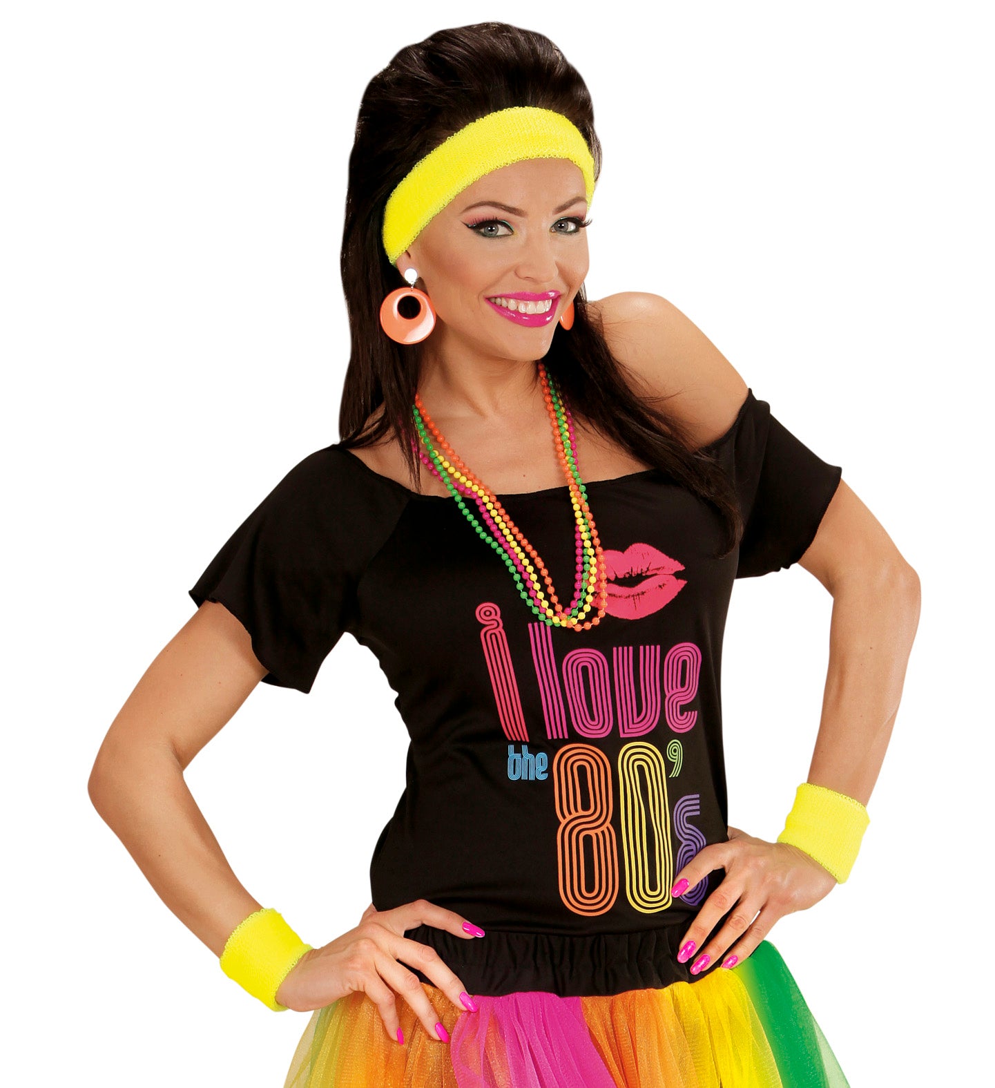 Neon Yellow Sweatband and Wristbands for 80's costume