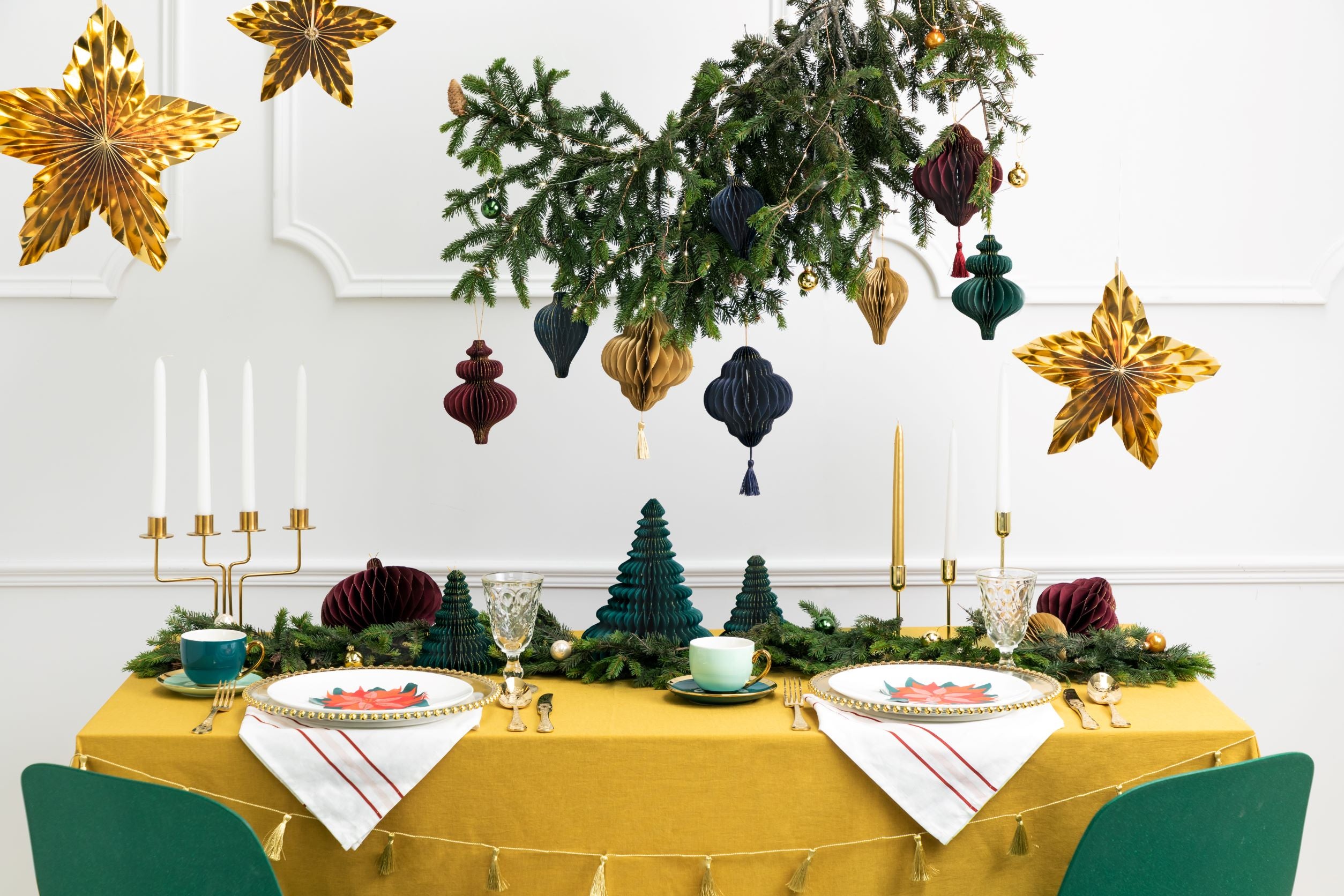 Paper Honeycomb Ornament Drop Beige christmas decoration