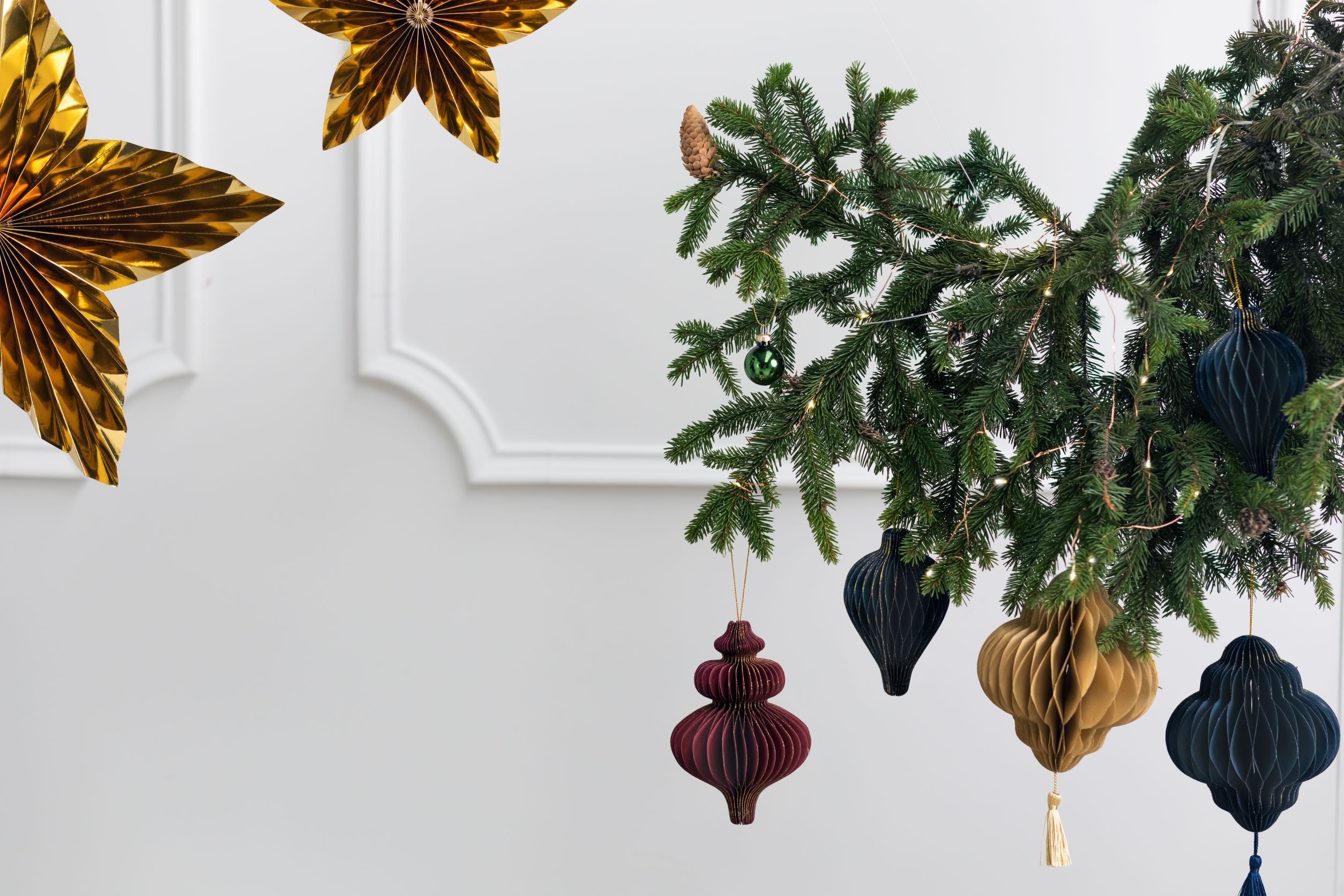 Paper Honeycomb Ornament Drop Navy Blue 8 X 12cm