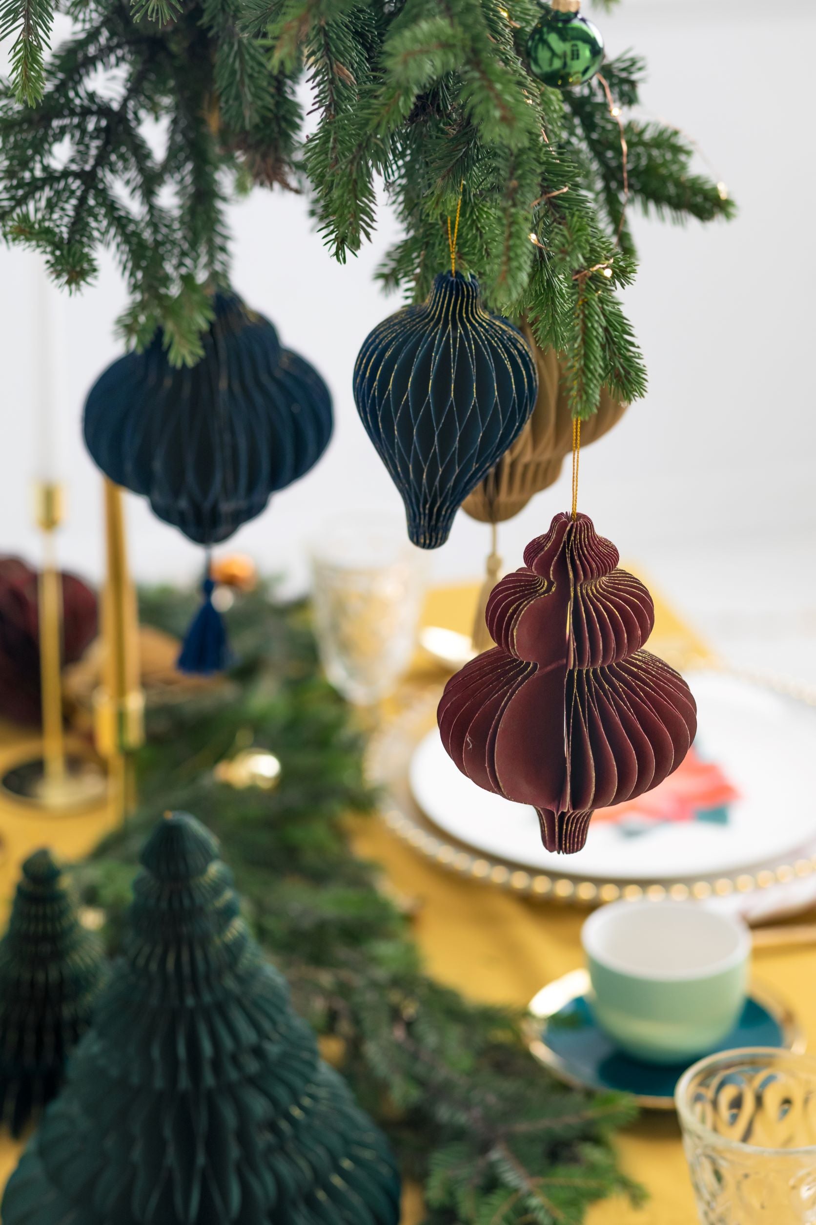 Paper Honeycomb Ornament Lantern christmas hanging decoration Navy Blue