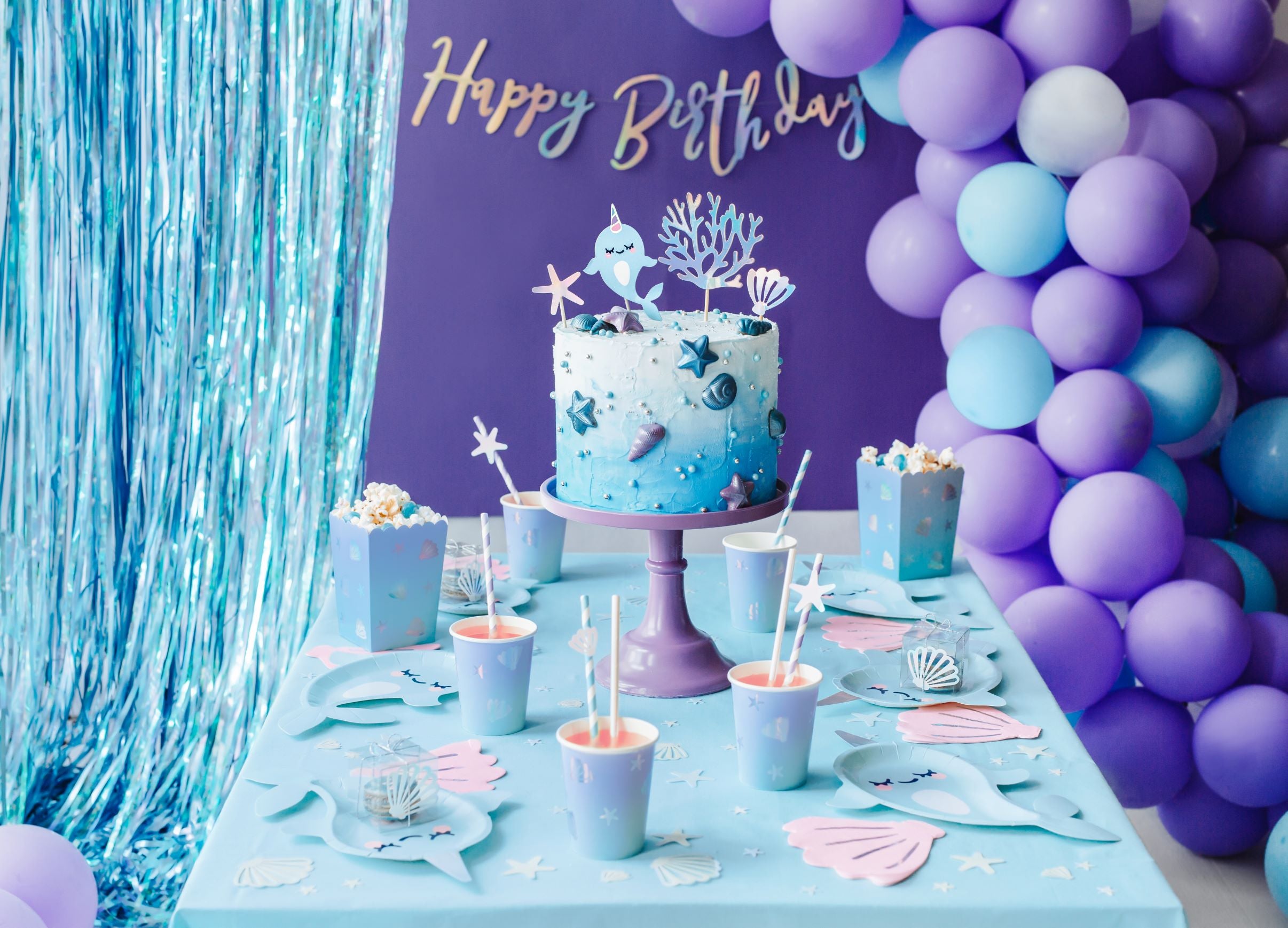 Party Curtain Blue decoration backdrop