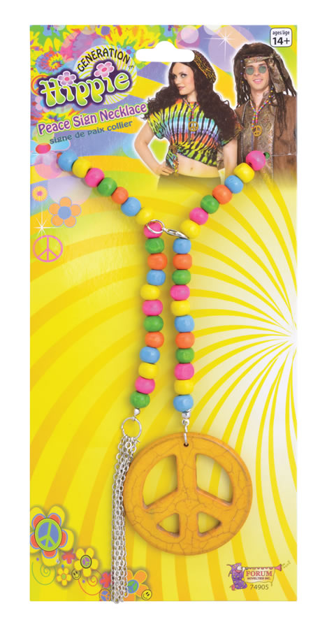Peace Sign 60s Necklace Hippie Accessory