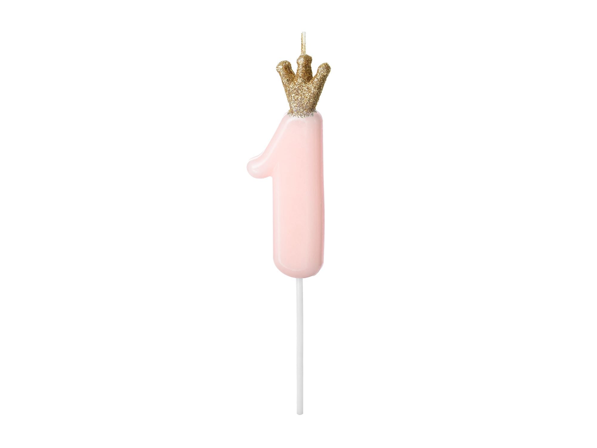 Pink Number 1 Birthday Candle with Crown