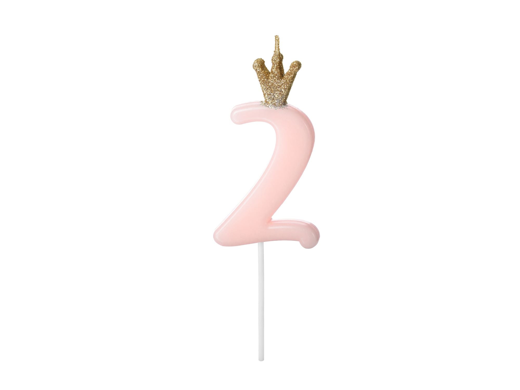 Pink Number 2 Birthday Candle with Crown
