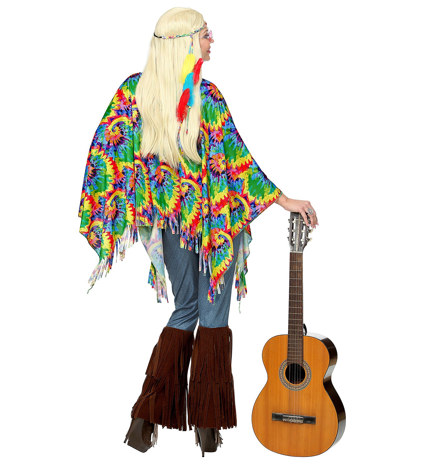 Psychedelic 60's Hippie Poncho with Headband back