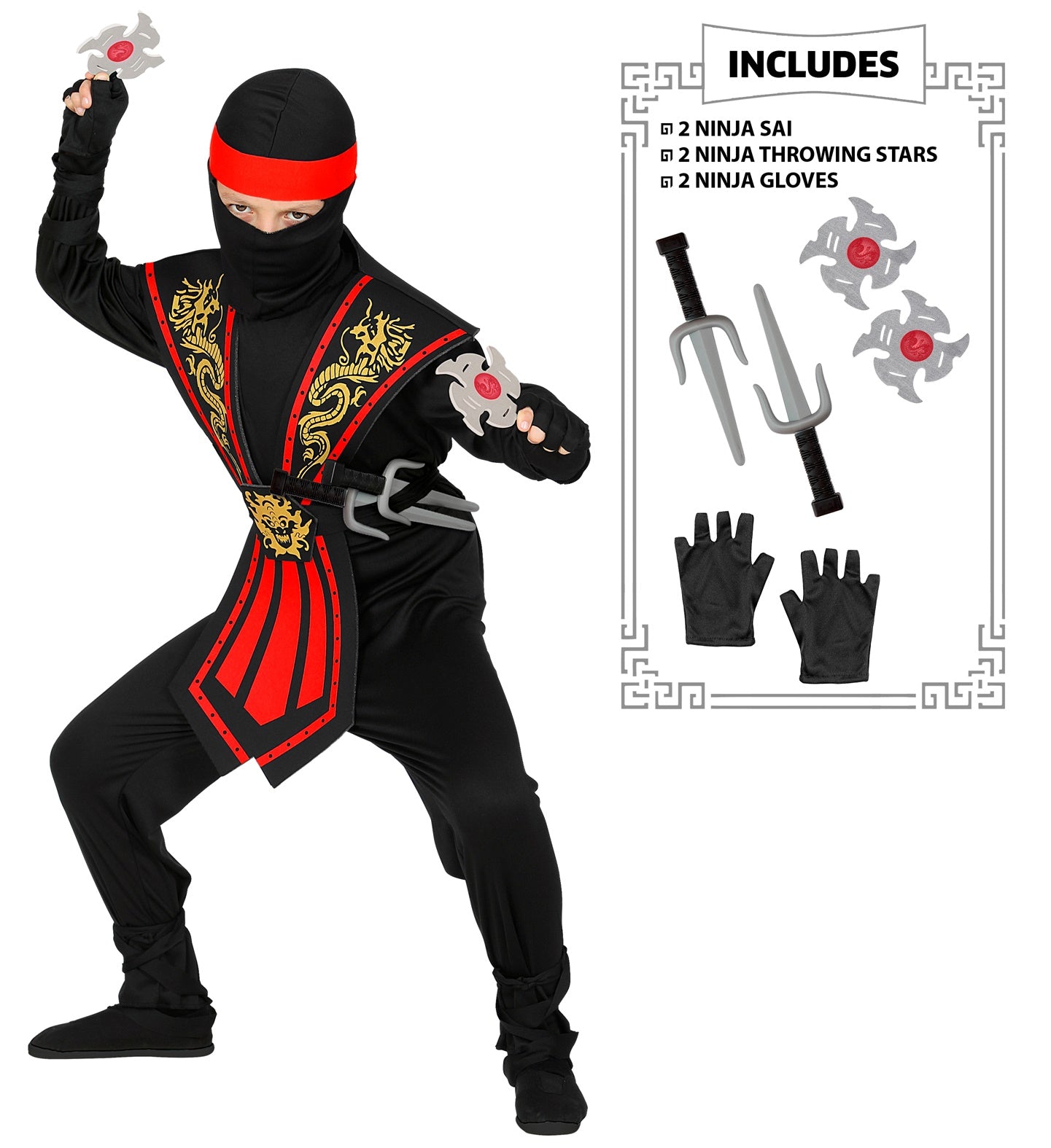 Red Kombat Ninja Costume With Weapons