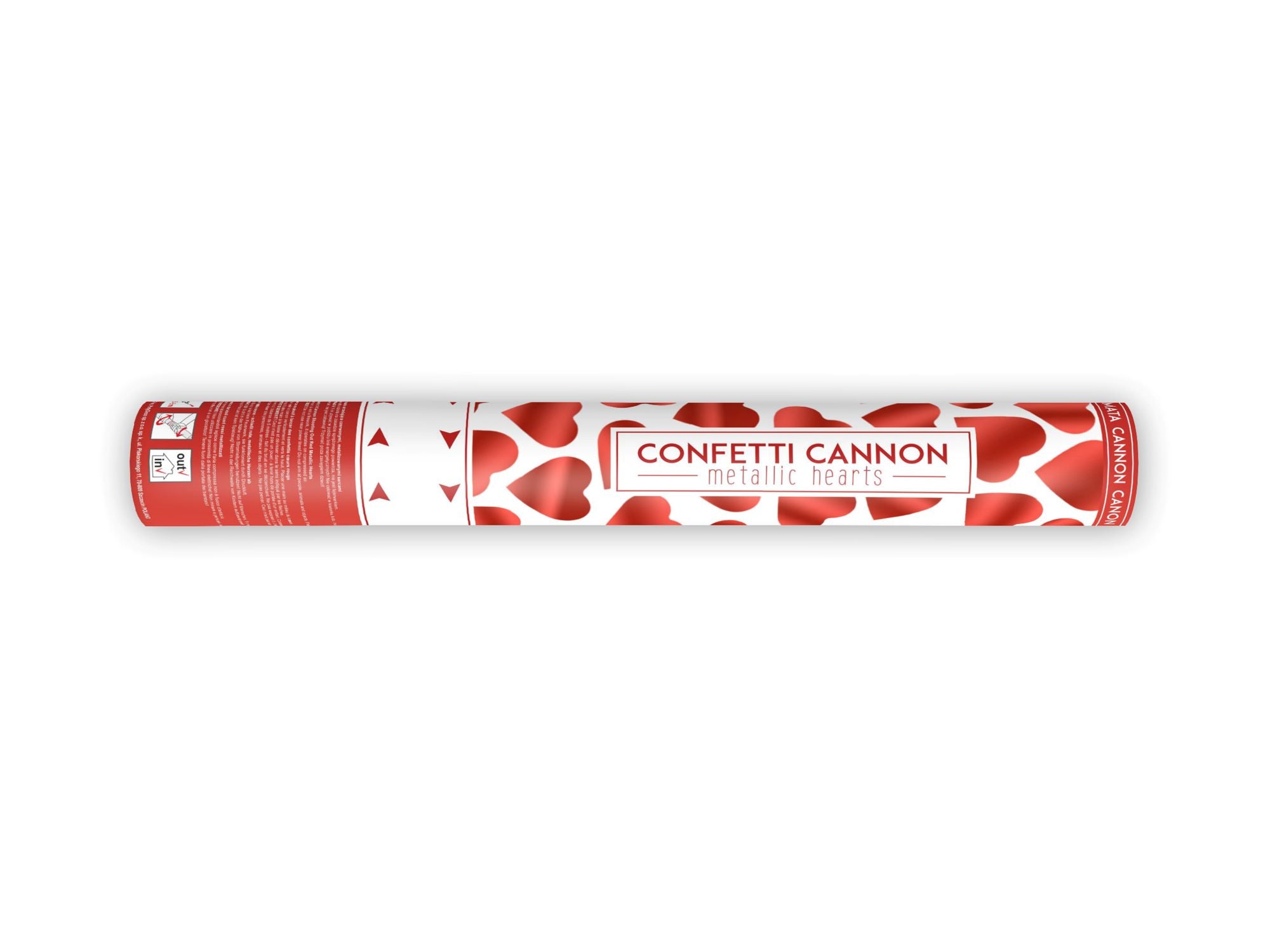 Red Metallic Hearts Confetti Cannon 40cm