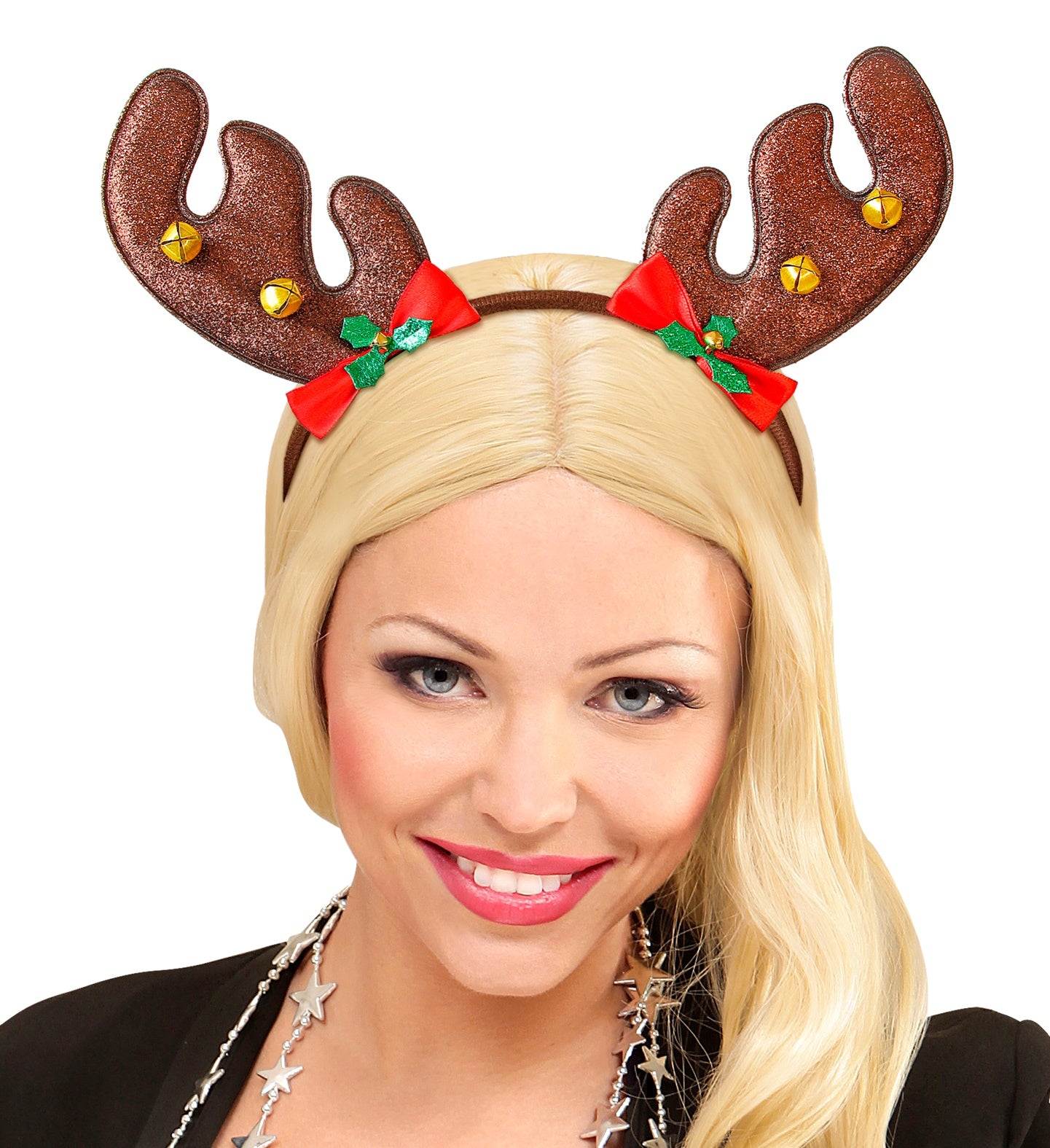 Reindeer Antlers With Red Bows and Jingle Bells