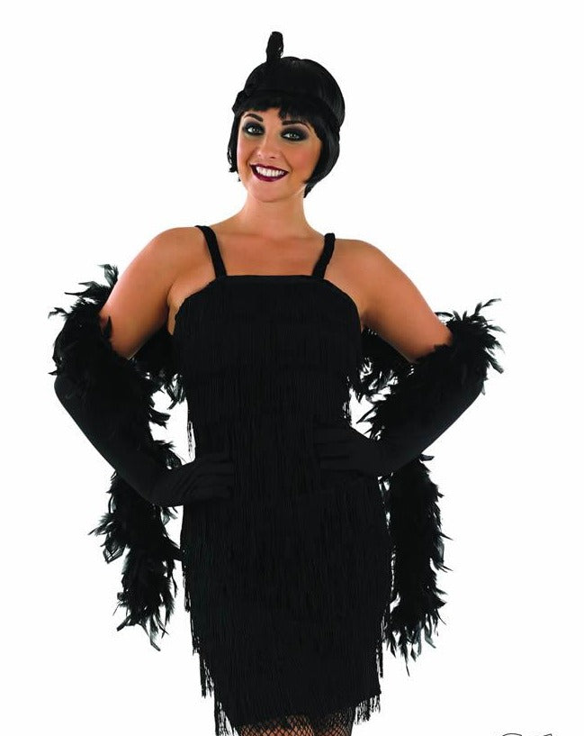 Ladies Roaring 1920's Girl Black Flapper Dress.