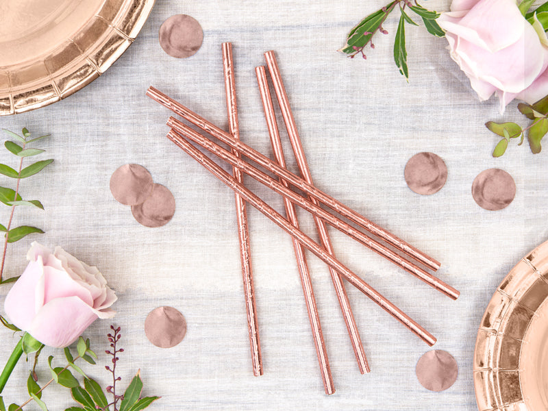 Rose Gold Paper Straws 19.5cm