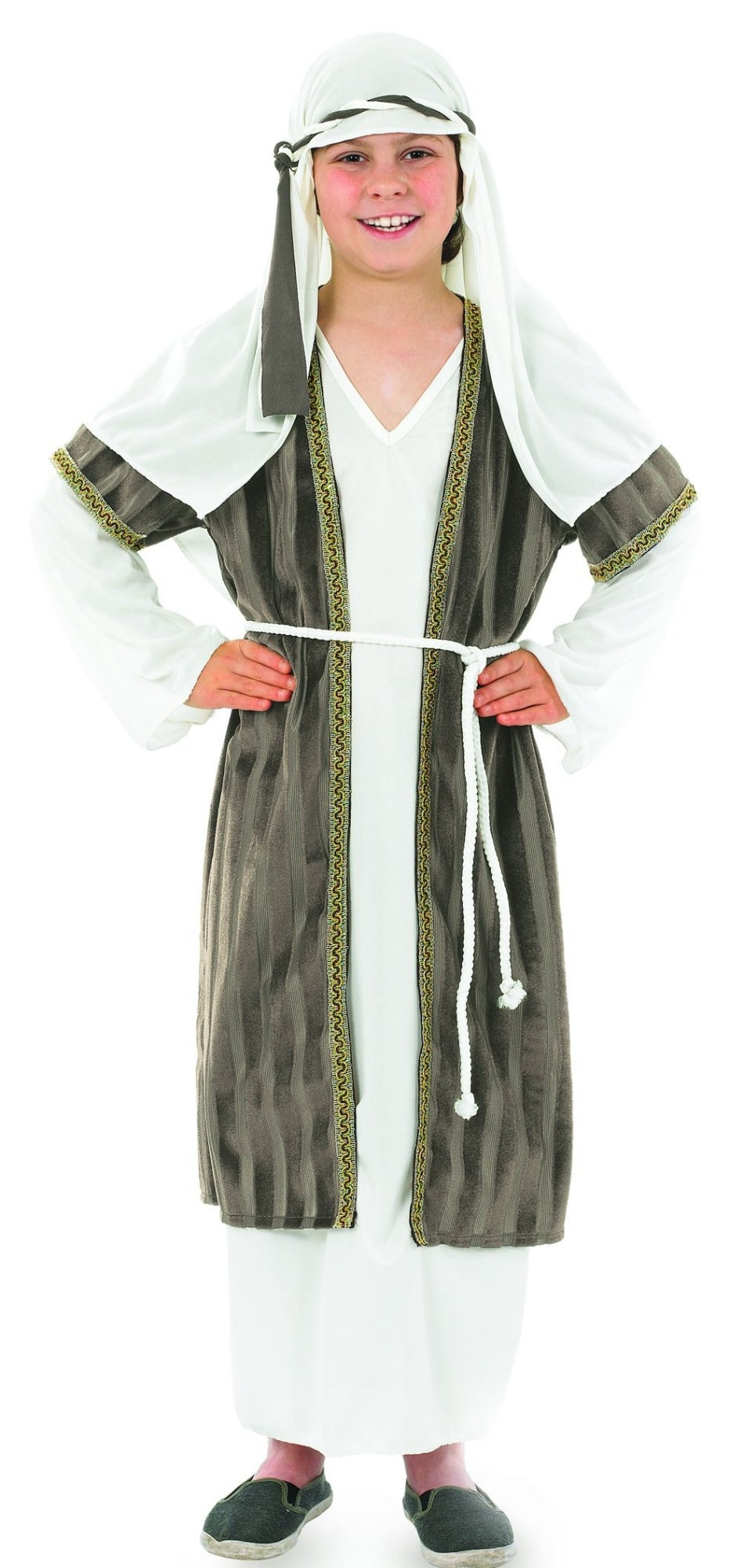 Child's White and Grey Shepherd Boys nativity outfit.