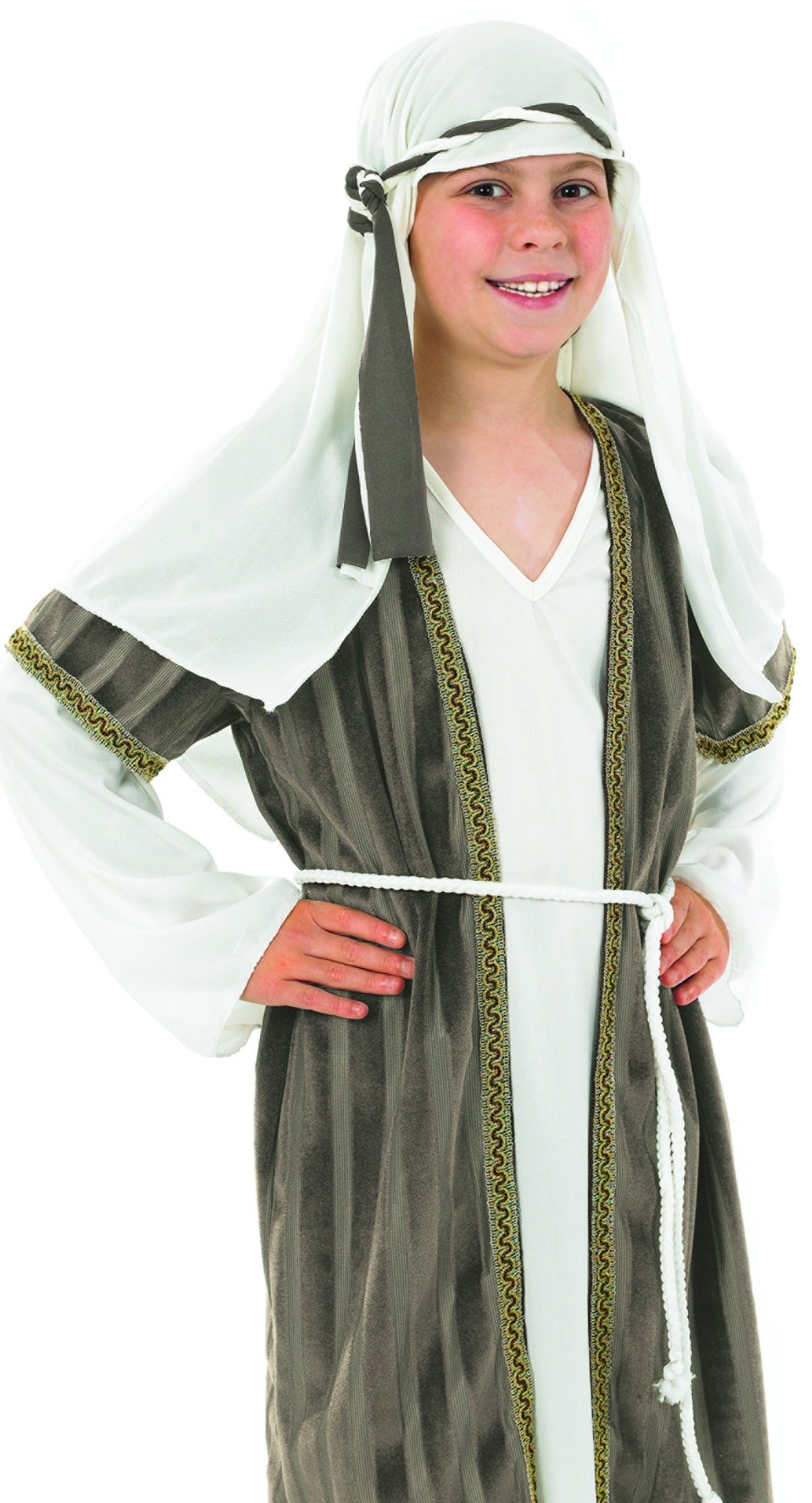 White and Grey Shepherd Boys nativity Costume