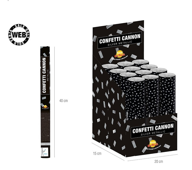 Silver Confetti Cannon 30cm