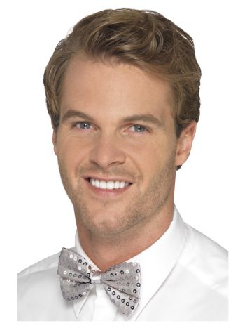 Silver Sequin Bow Tie