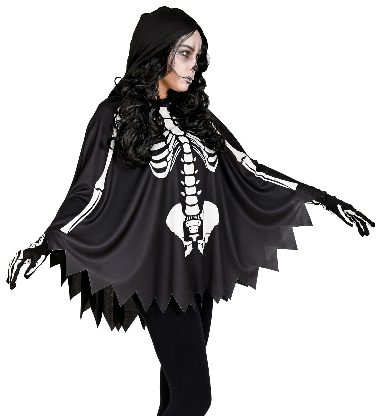 Skeleton Adult Poncho costume for Halloween