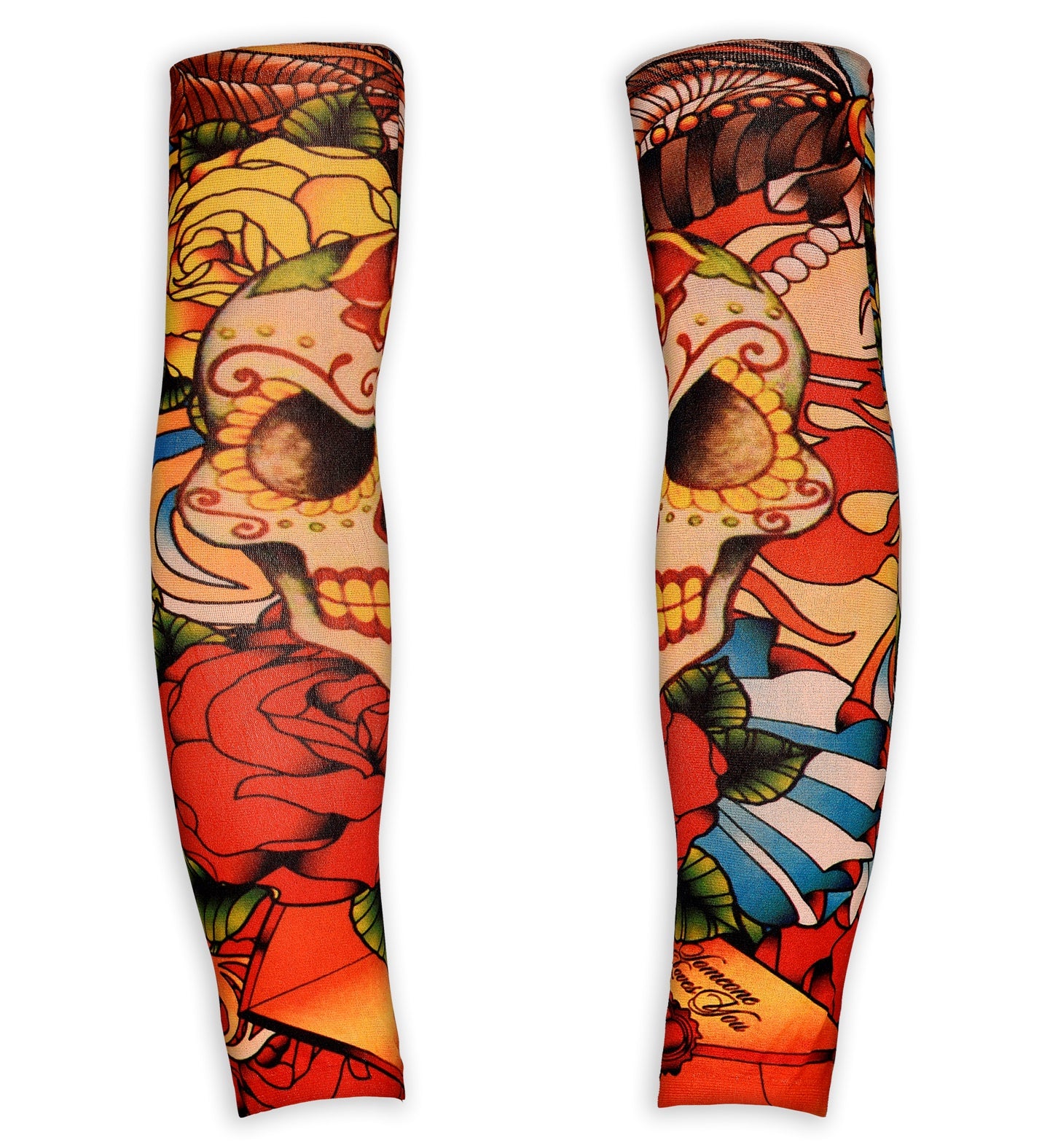 Skull and Roses Tattoo Arms Sleeves