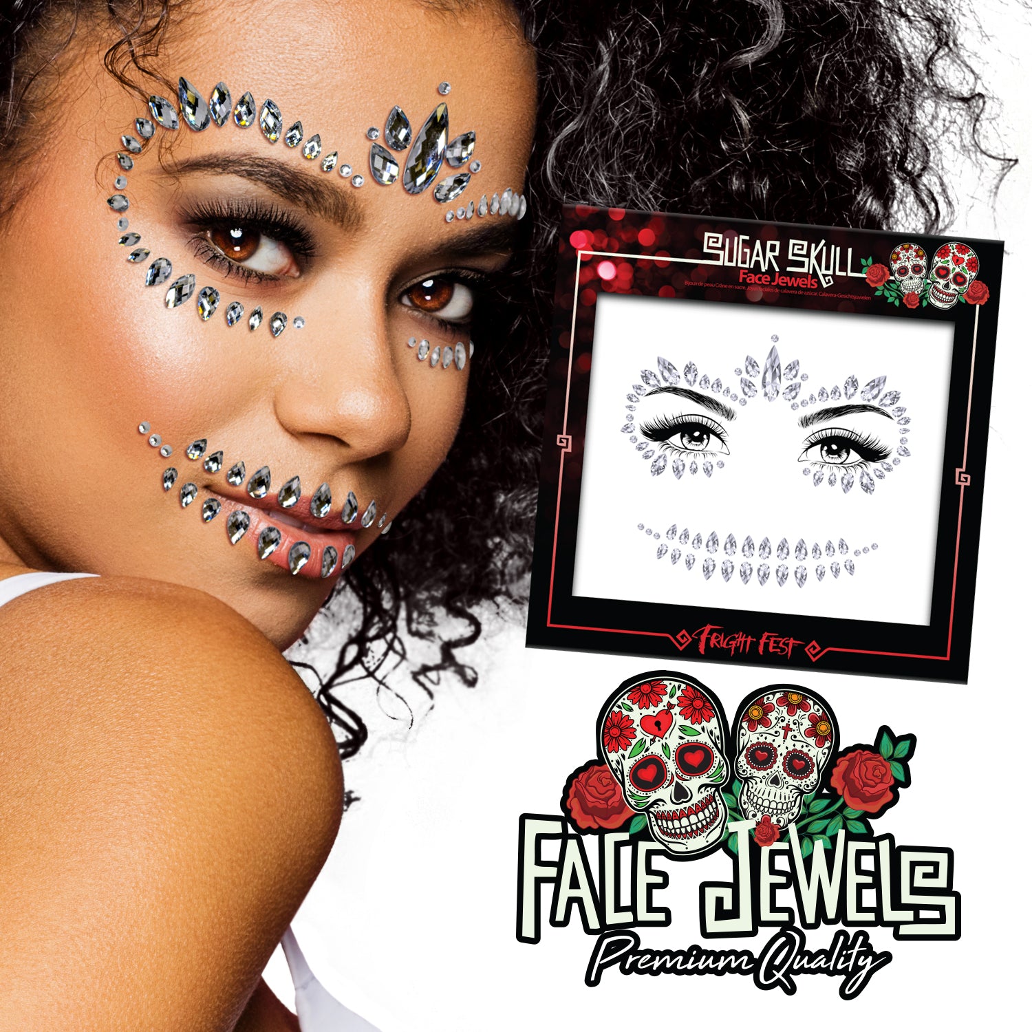 Sugar Skull Face Jewels Frightfest