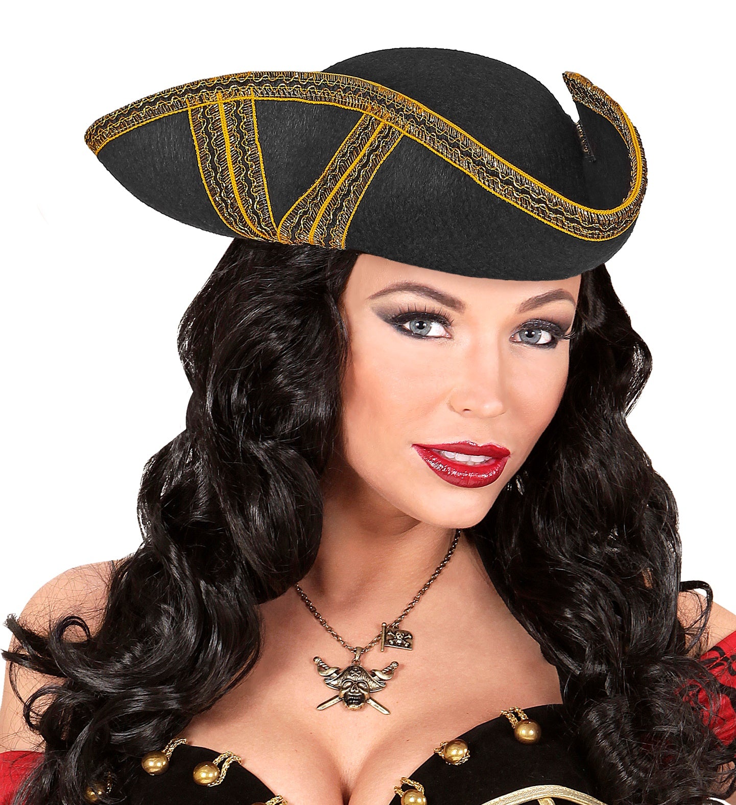 Tricorn Hat with Gold Trim for women