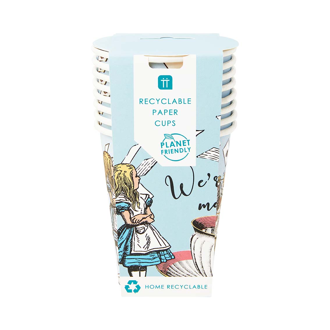 Truly Alice in wonderland Blue Cups Pack of 8 stack