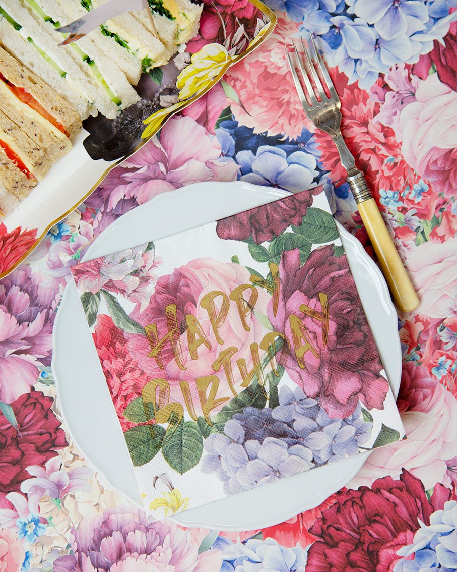 Truly Scrumptious floral Birthday Napkins  party decorations